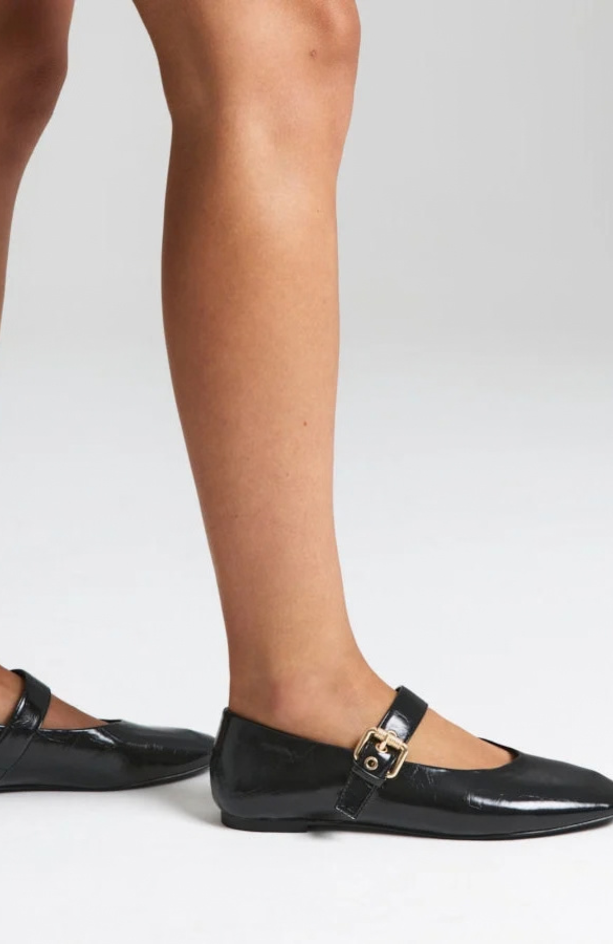 Europe Mary-Jane Flats Black Crinkle