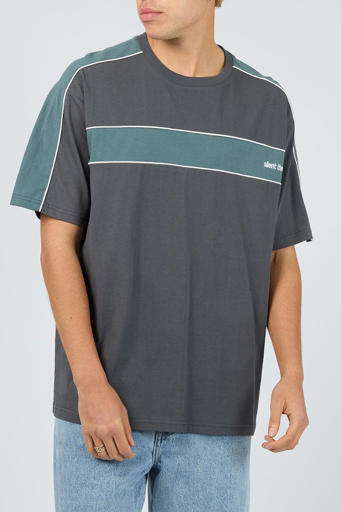 Cutback Panelled Tee Charcoal