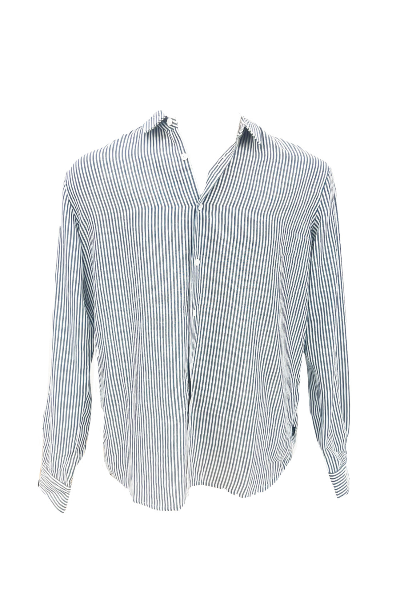 Linen Stripe Shirt Blue White