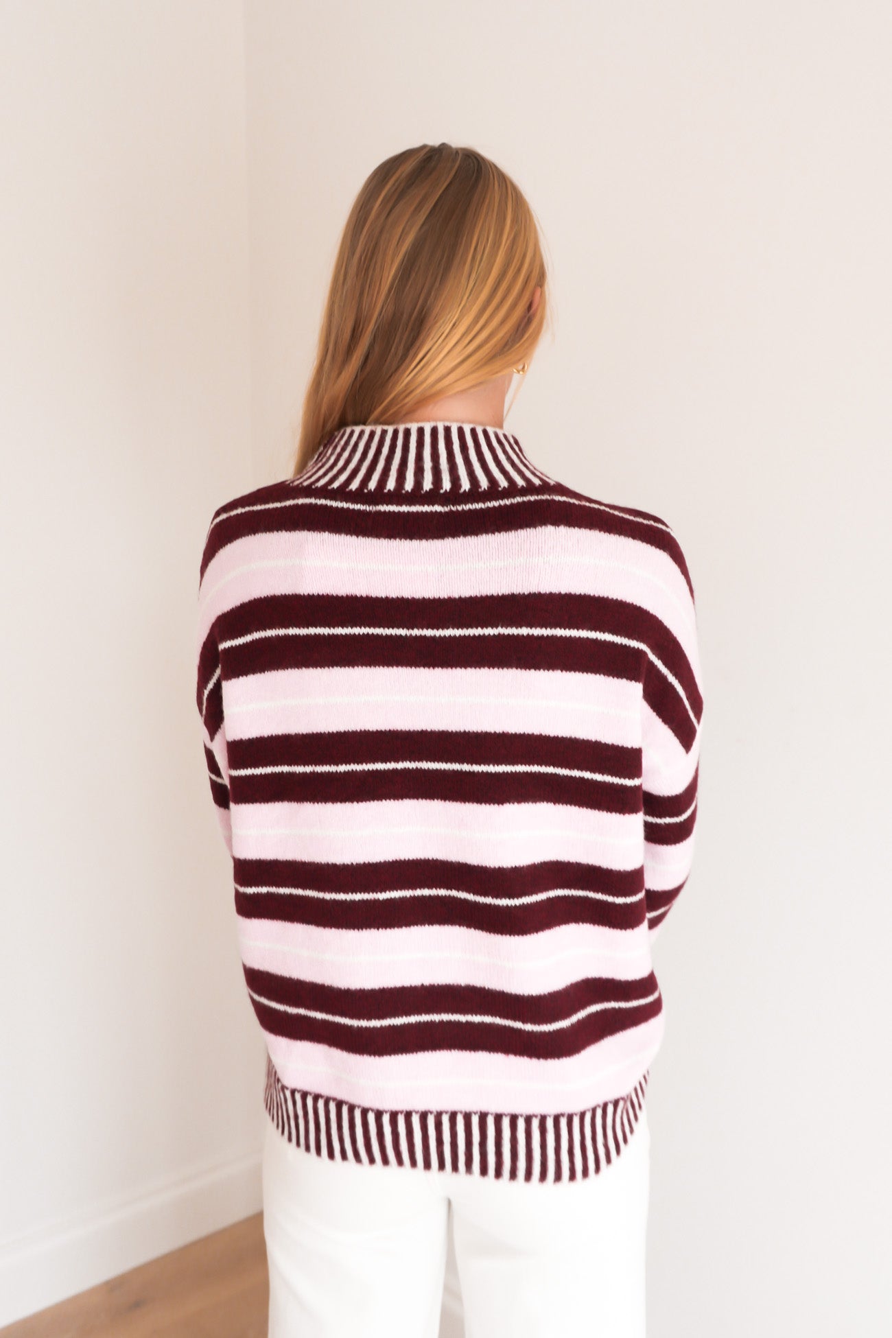 Kyra Knit Jumper Pink Wine Stripe