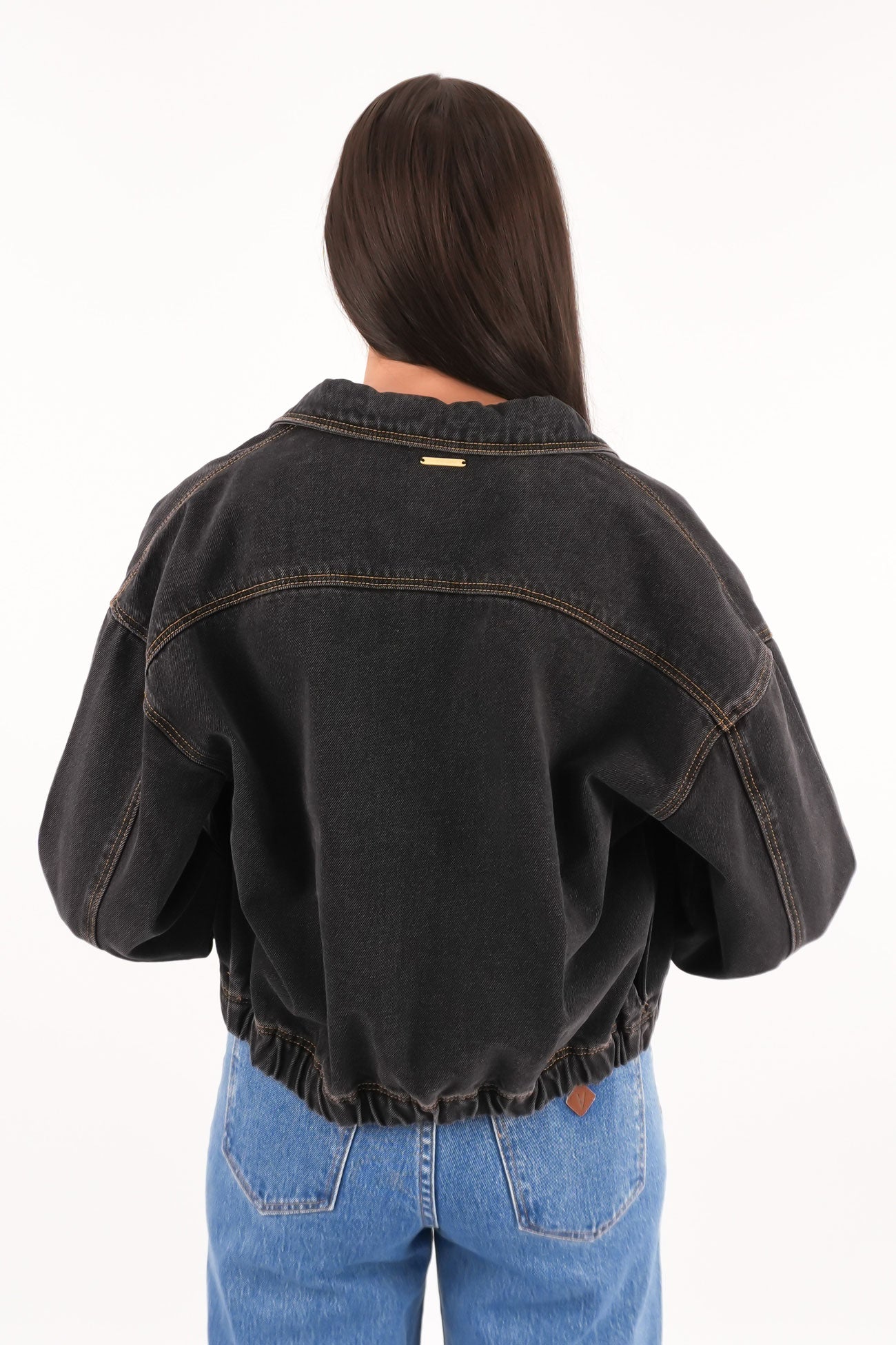 A Denim Bomber Jacket Cara