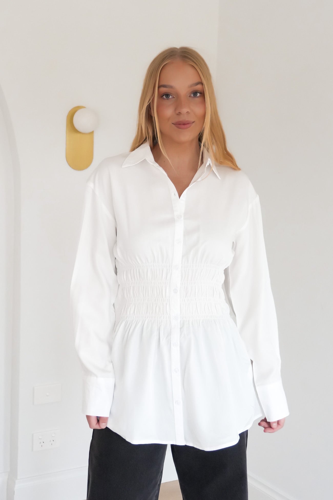 AAE Ruched Shirt White
