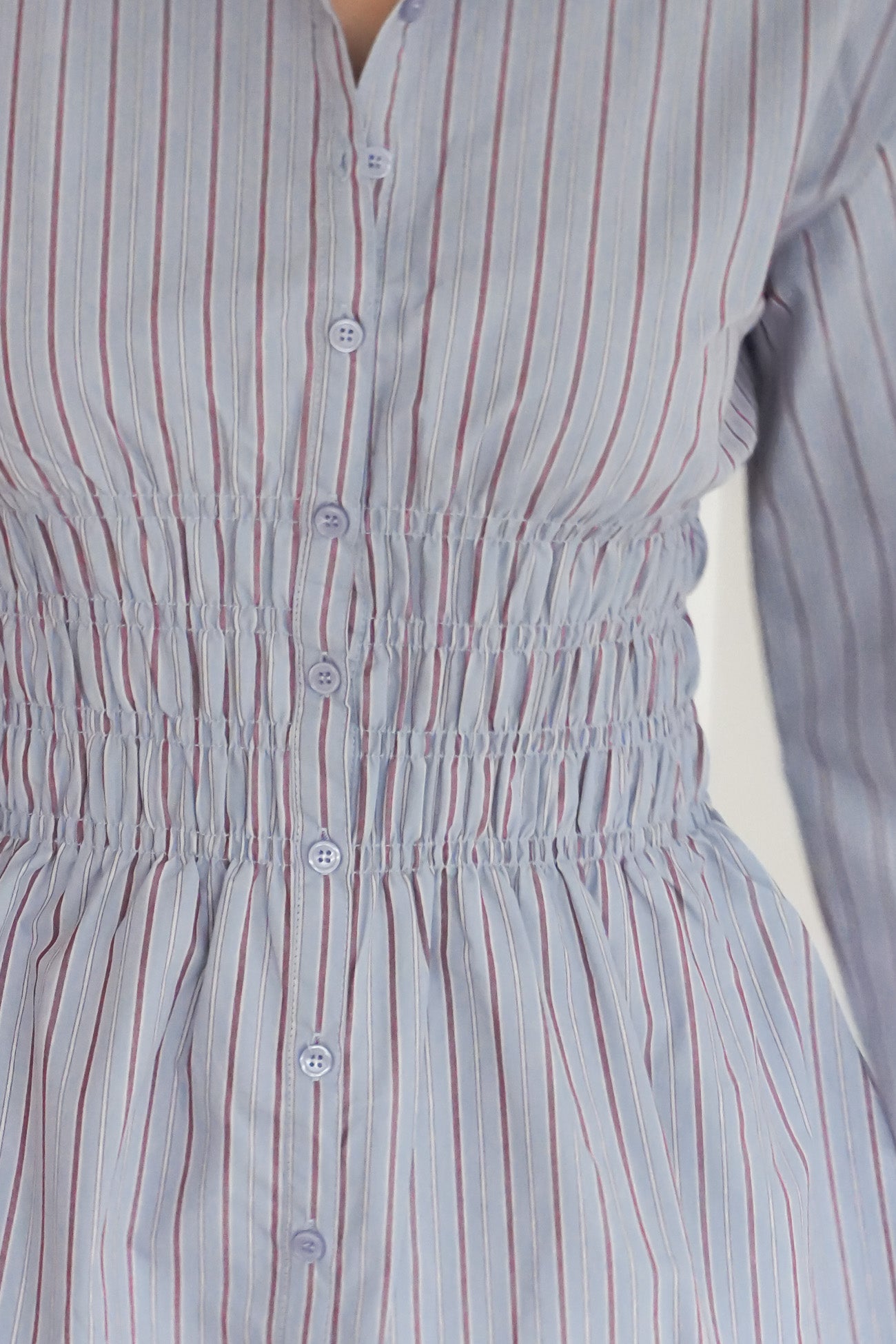 AAE Ruched Stripe Shirt Blue