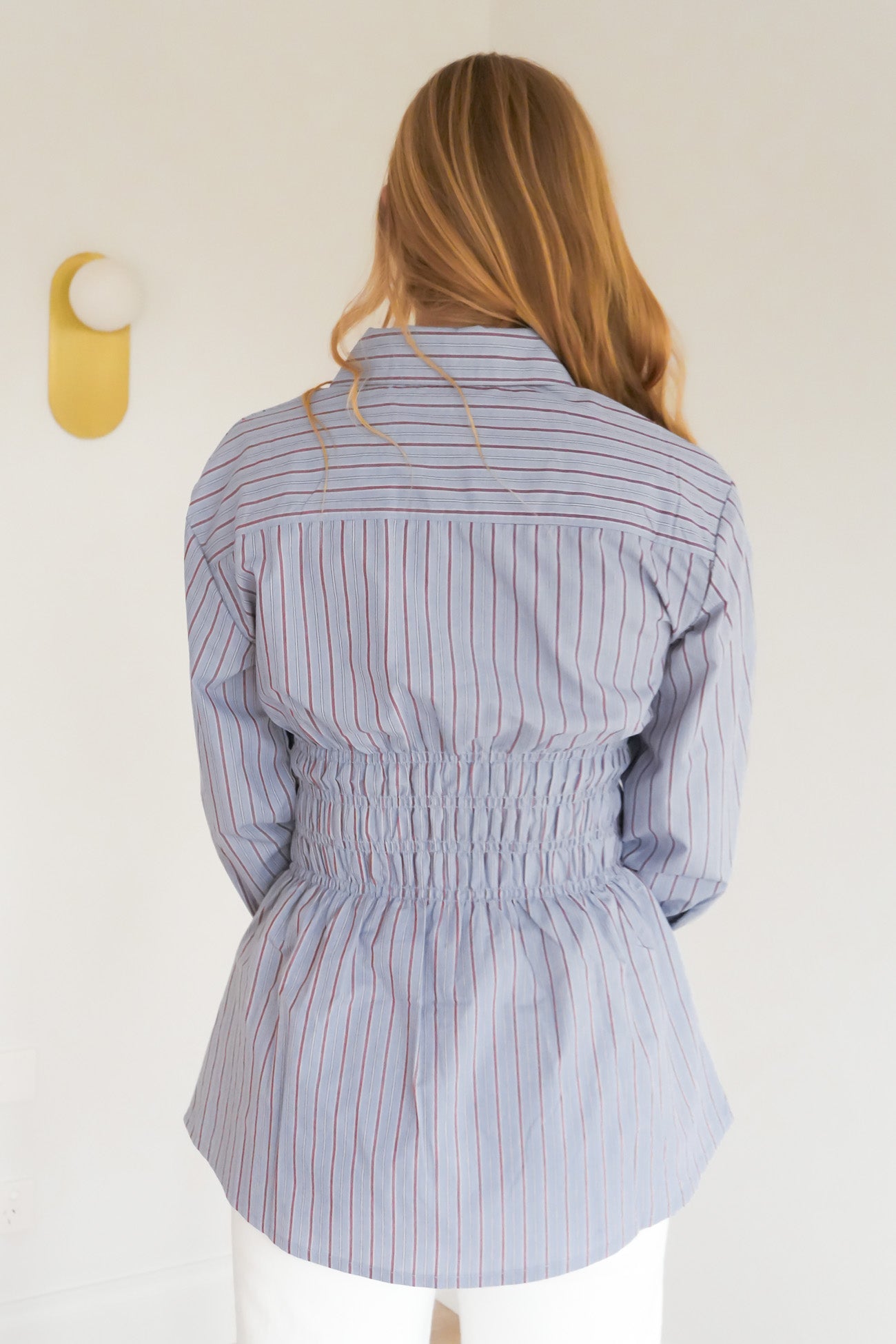 AAE Ruched Stripe Shirt Blue