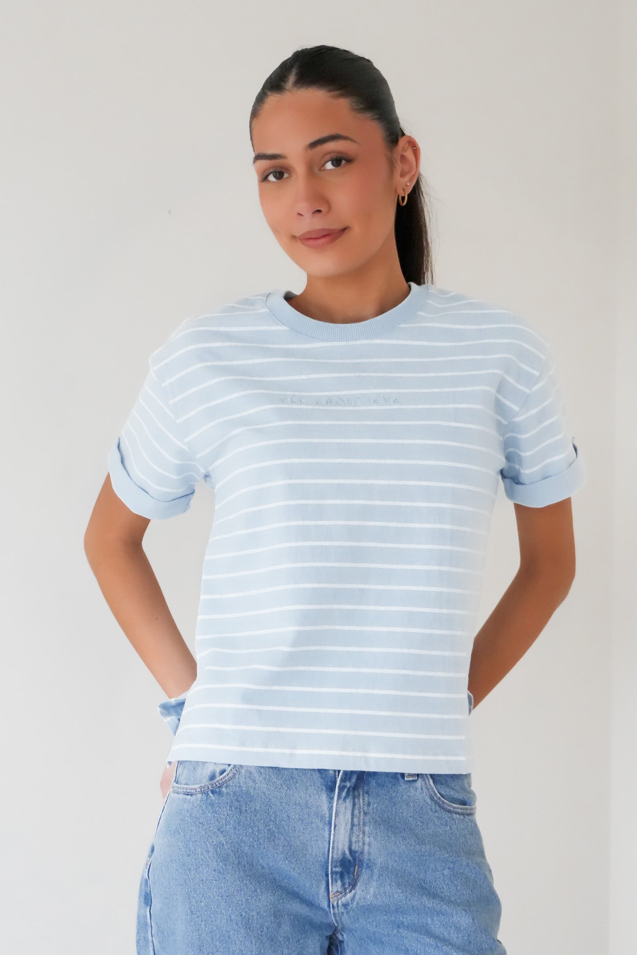 AAE Washed Stripe Tee Ocean Blue