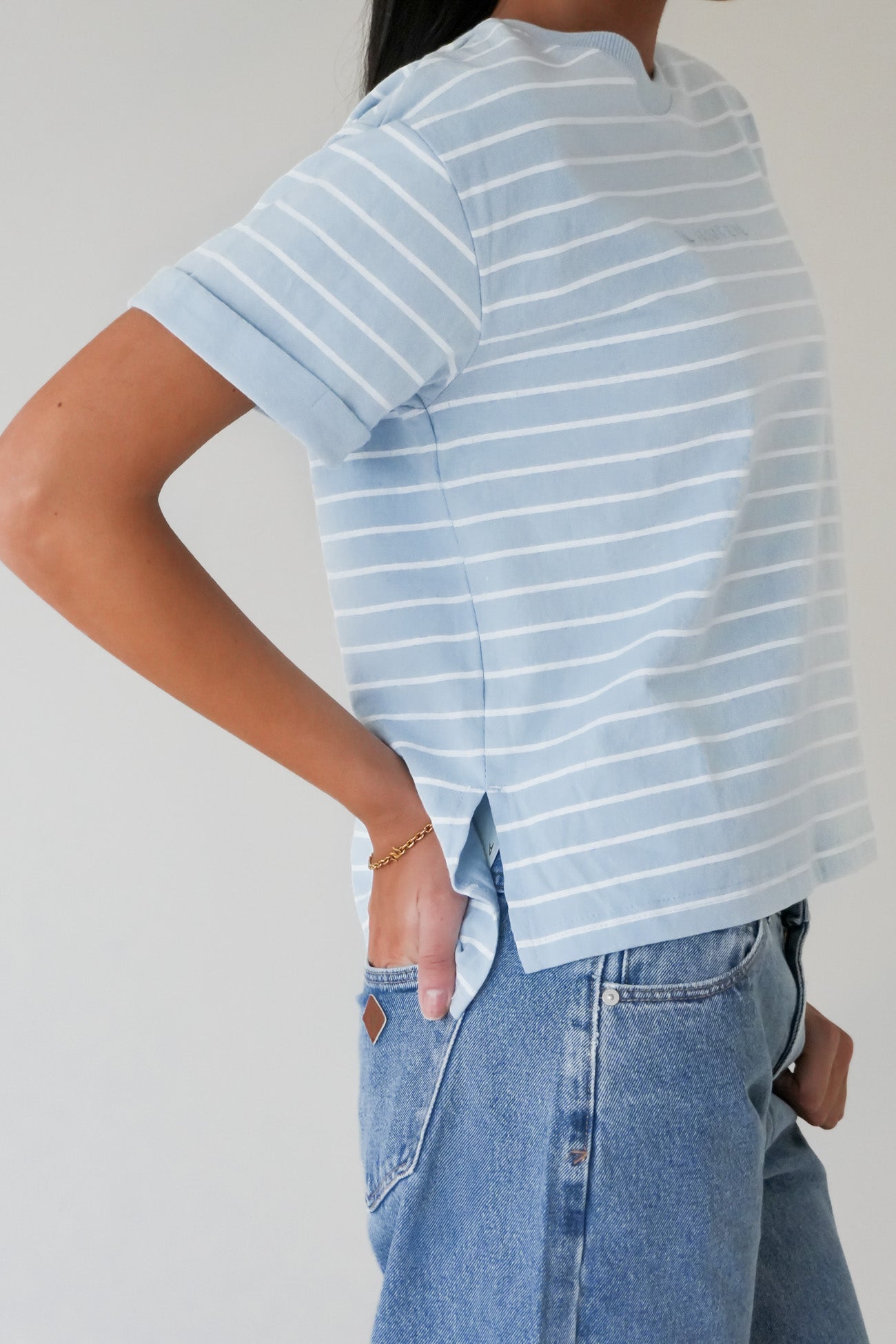 AAE Washed Stripe Tee Ocean Blue