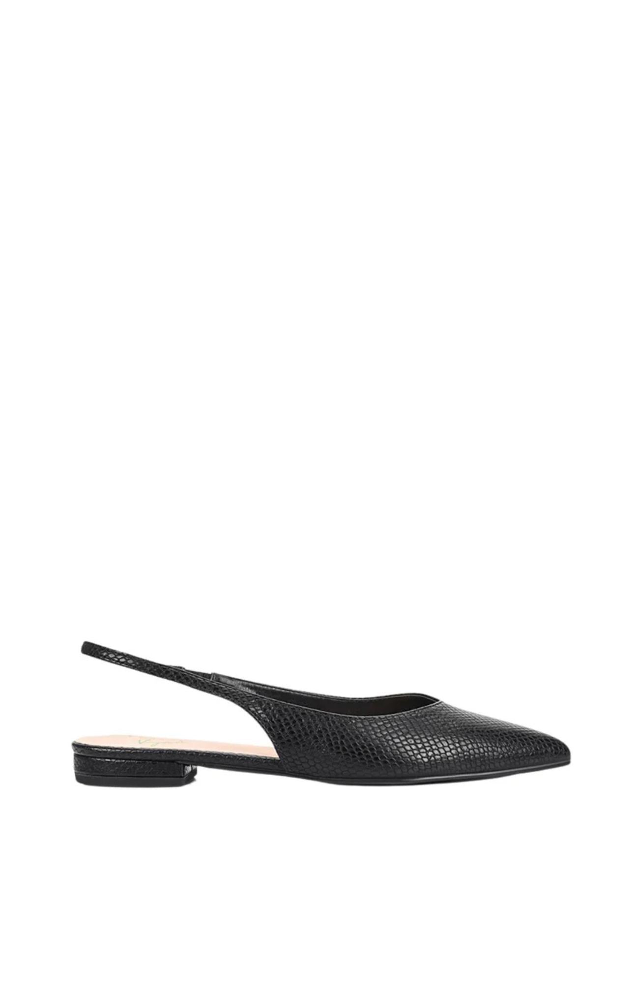 History Slingback Flats Black Snake