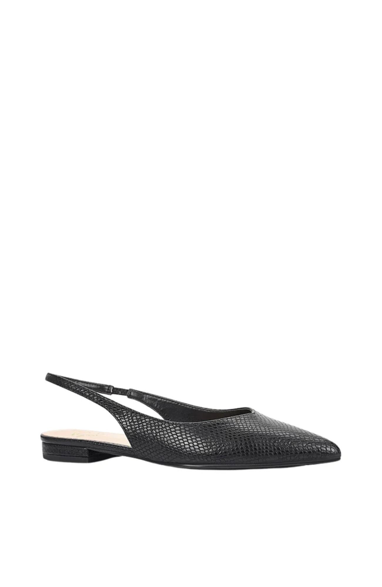 History Slingback Flats Black Snake