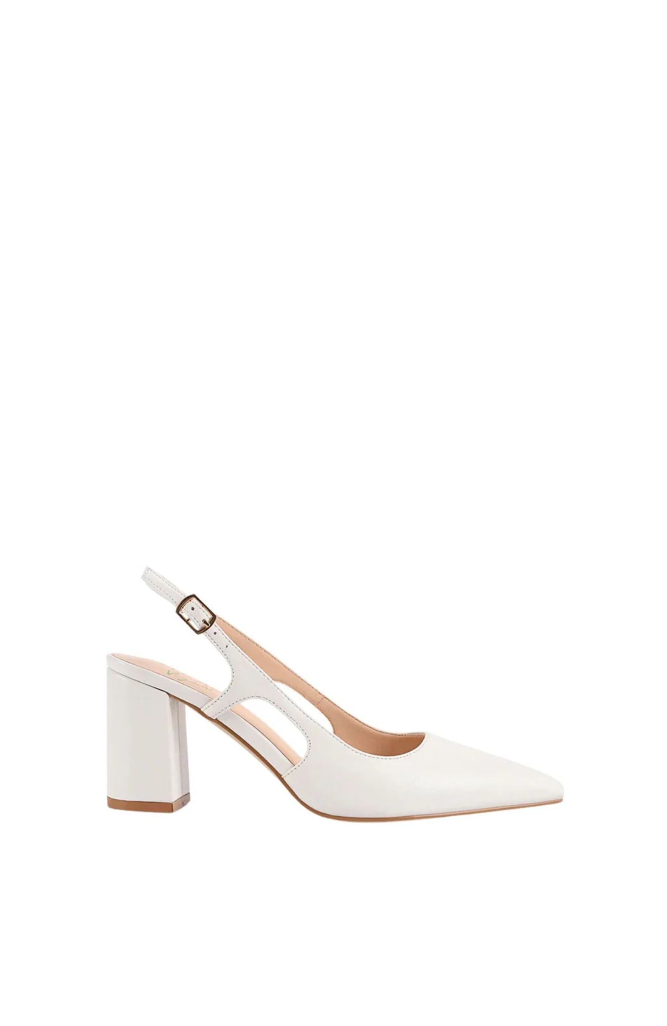 Elton Slingback Block Heels Chalk White