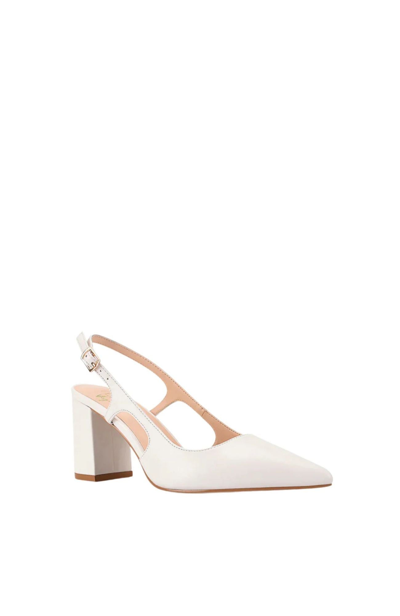 Elton Slingback Block Heels Chalk White