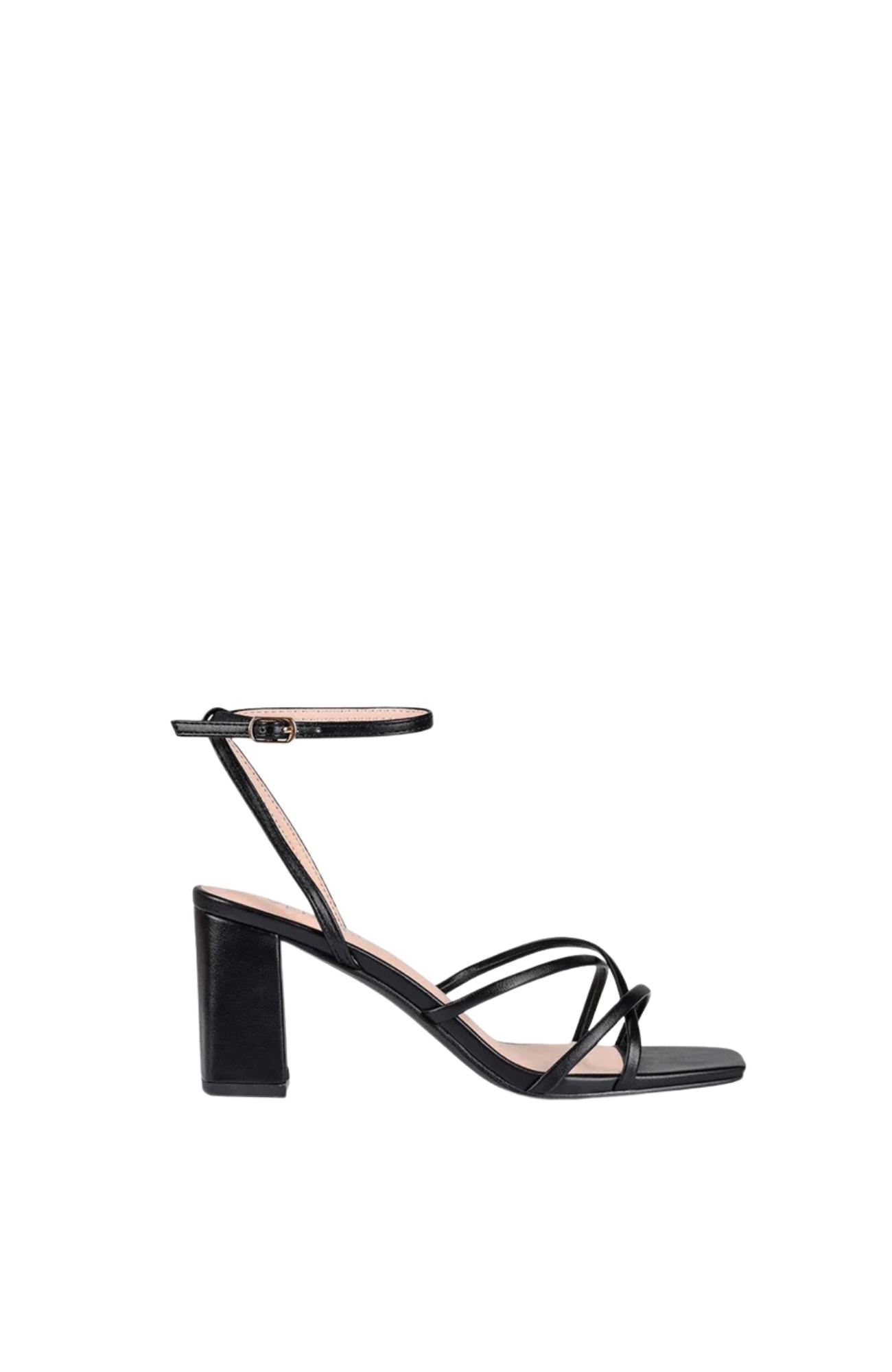 Nakita Block Heel Sandal Black Smooth