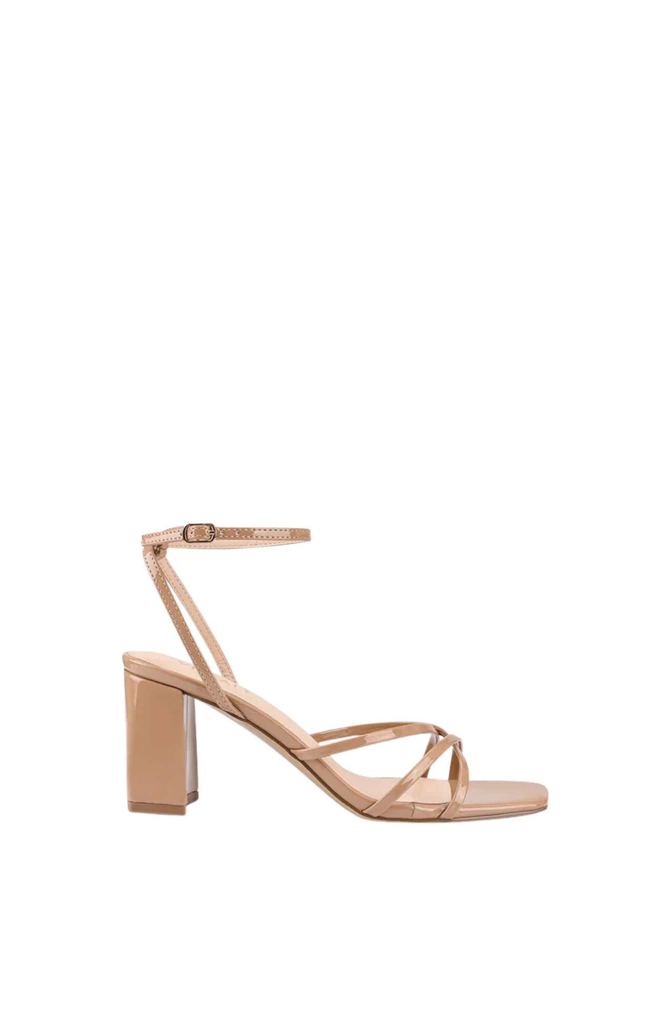 Nakita Block Heel Sandal Dark Camel Patent
