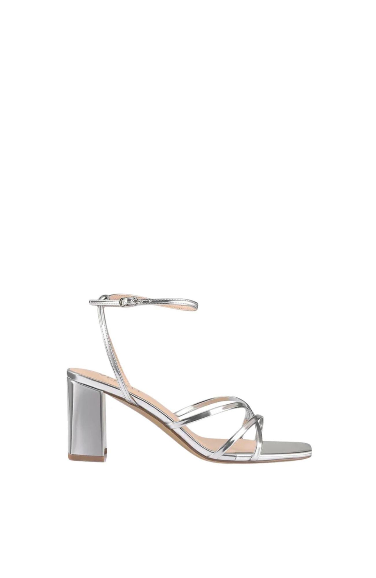 Nakita Block Heel Sandal Silver Mirror