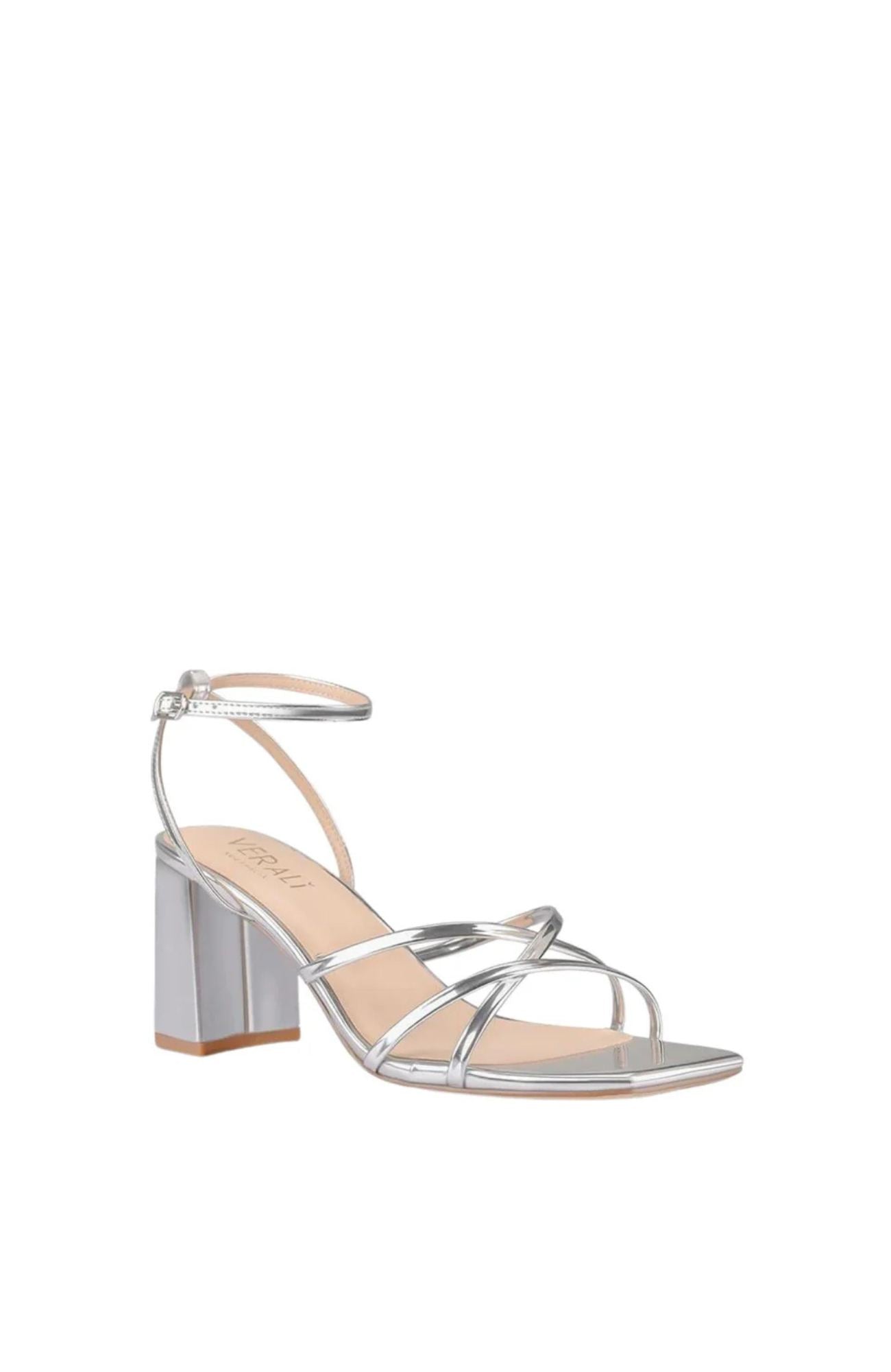 Nakita Block Heel Sandal Silver Mirror