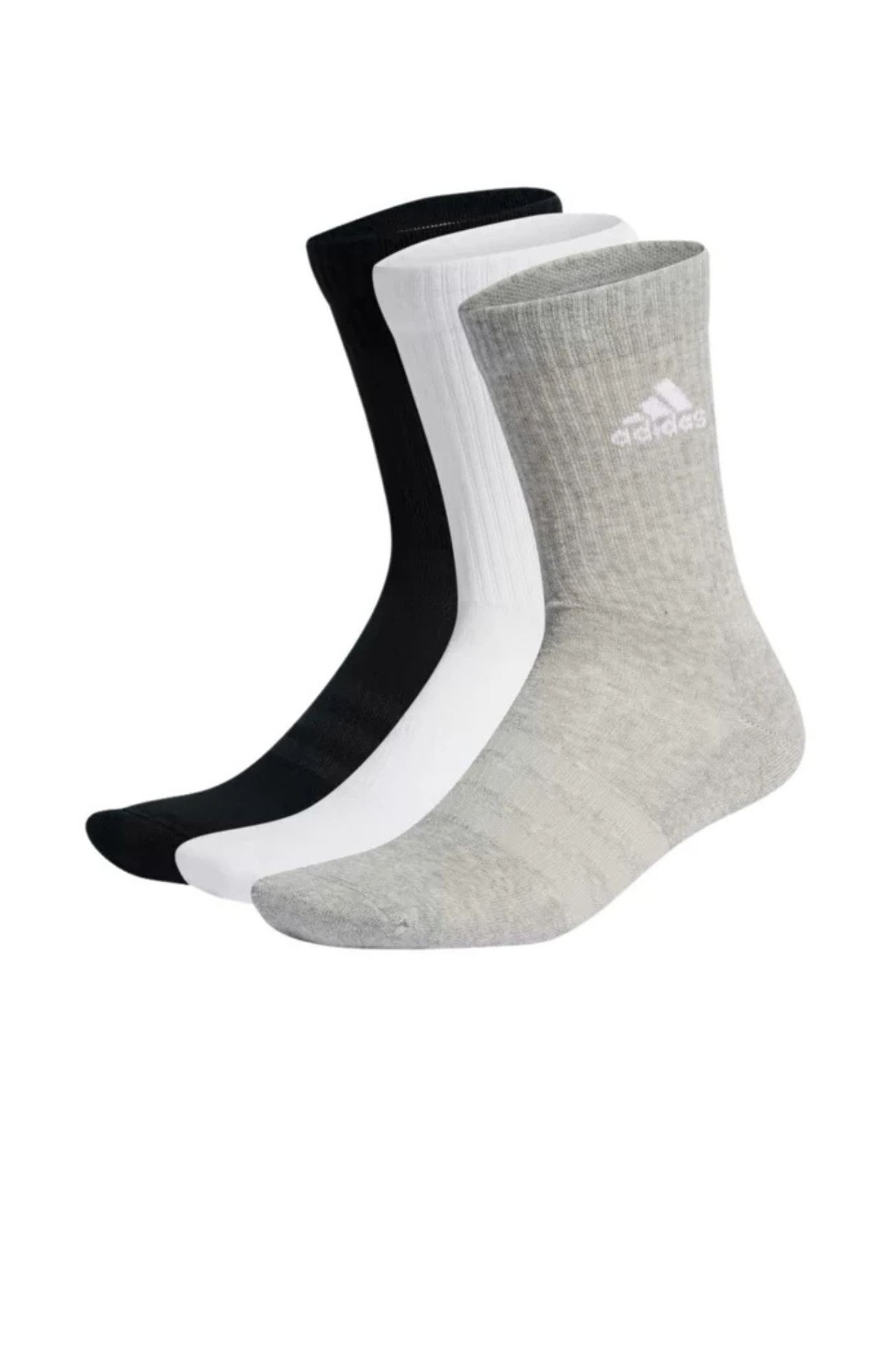 Cushioned Crew Socks 3PK Medium Grey Heather White Black