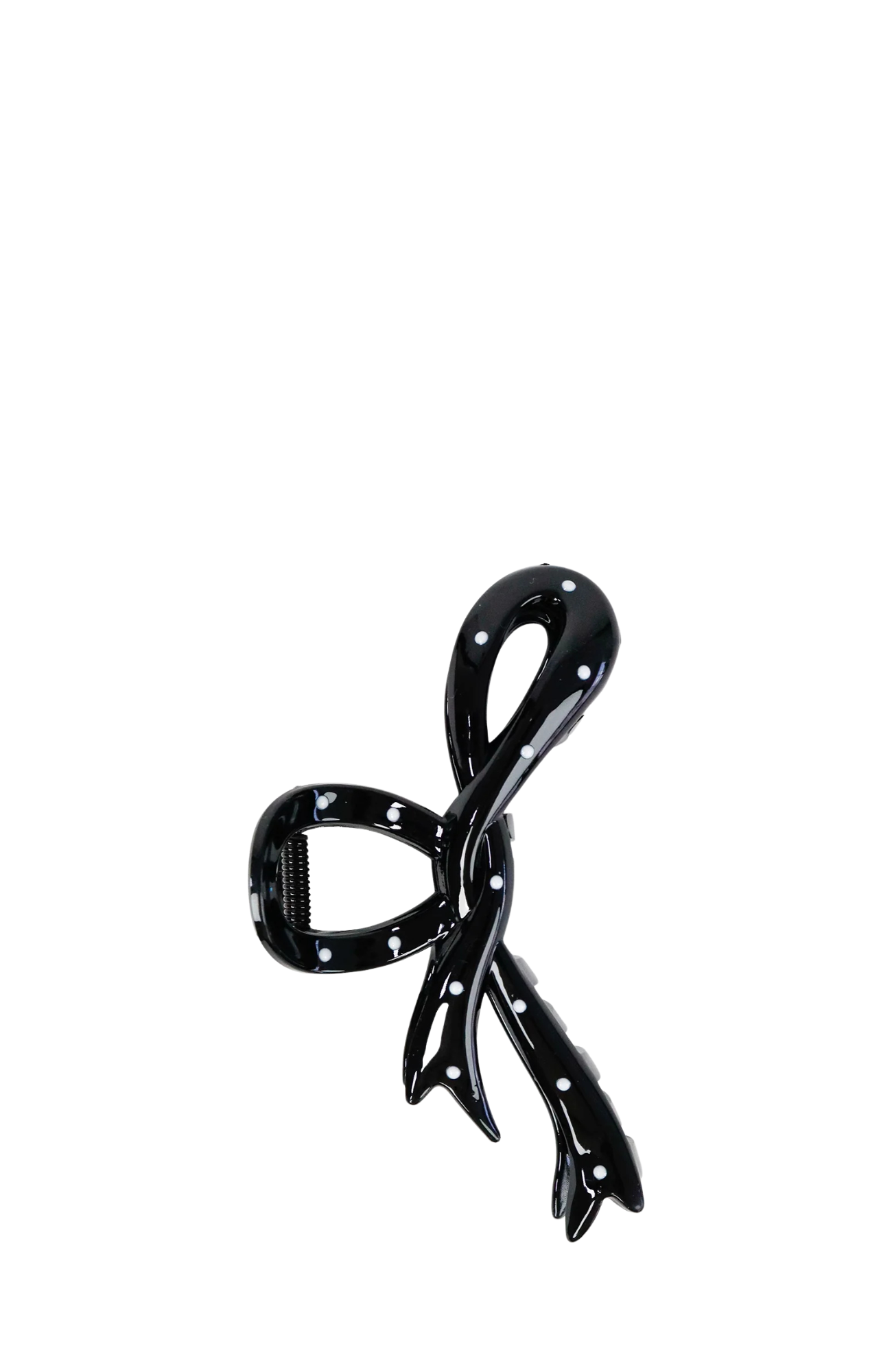 Brenda Ribbon Claw Clip White Polka Dot