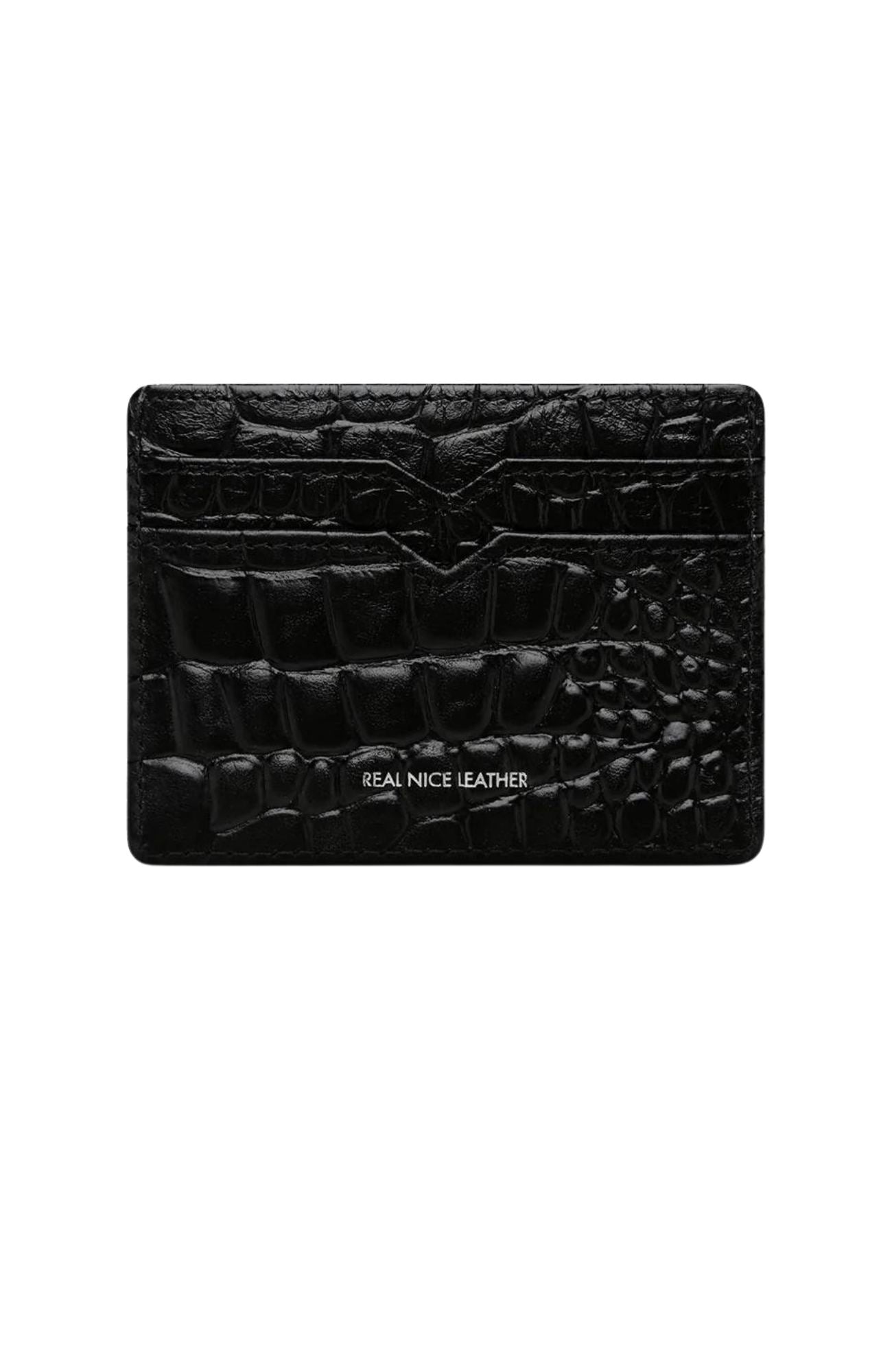 Together For Now Card Wallet Black Croc Emboss