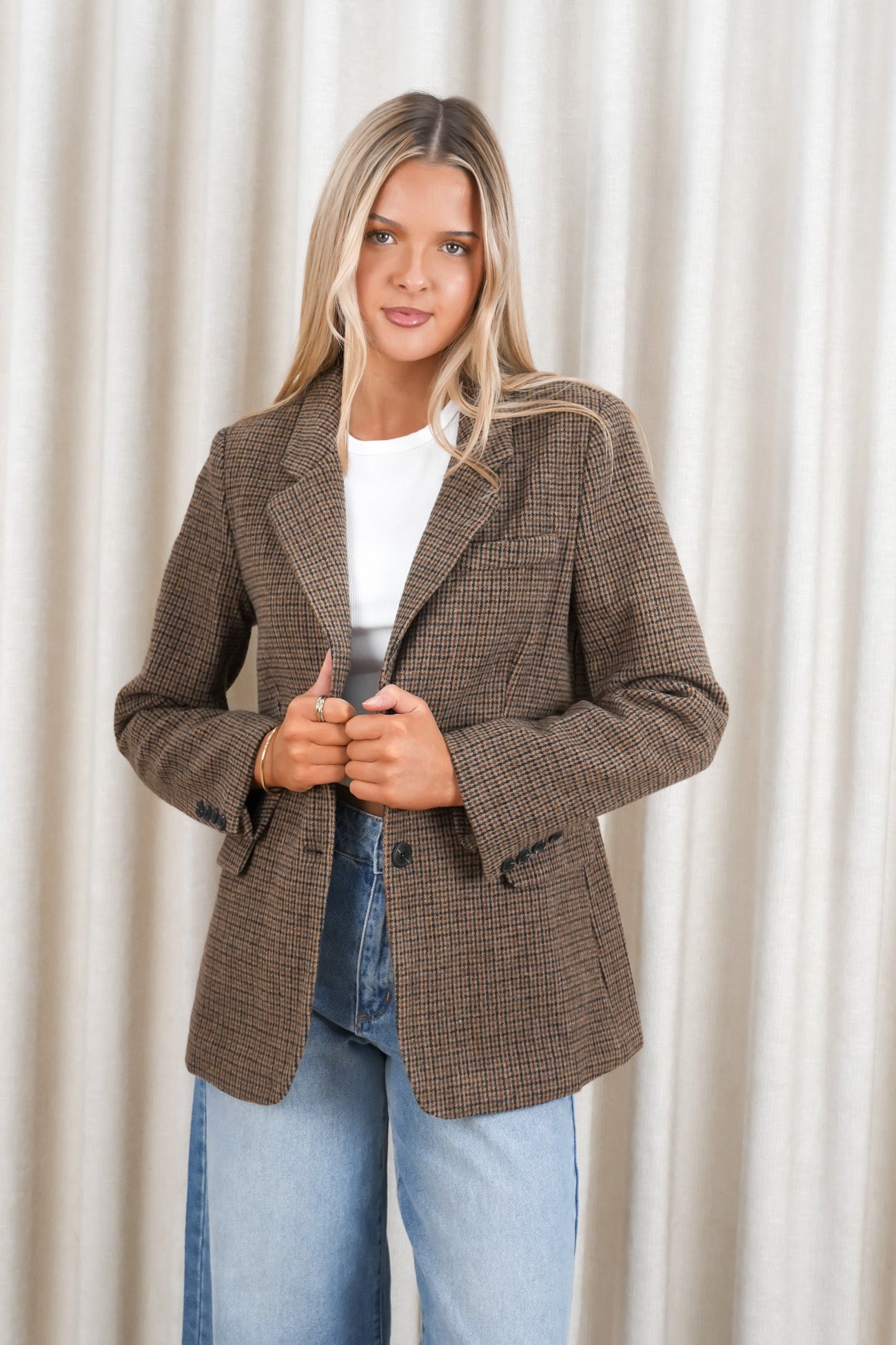 Adrian Blazer Brown Plaid