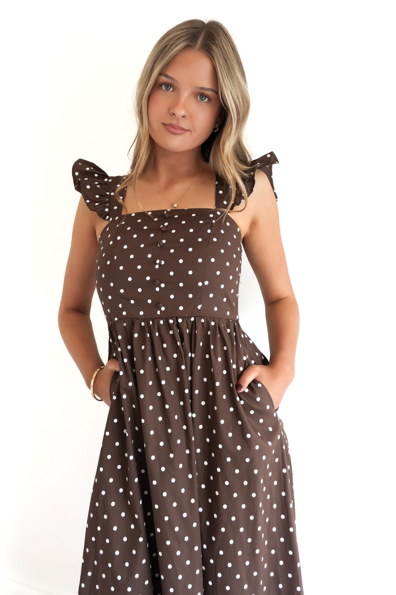 Alby Maxi Dress Chocolate Polka Dot