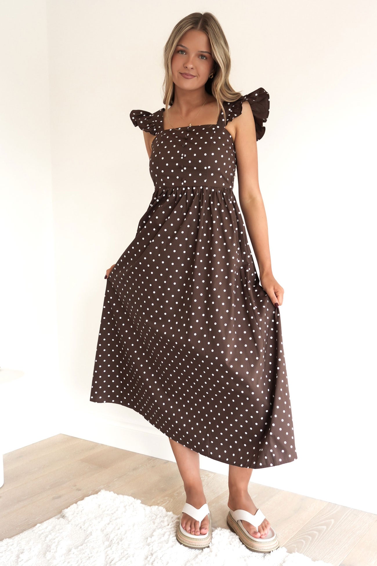 Alby Maxi Dress Chocolate Polka Dot