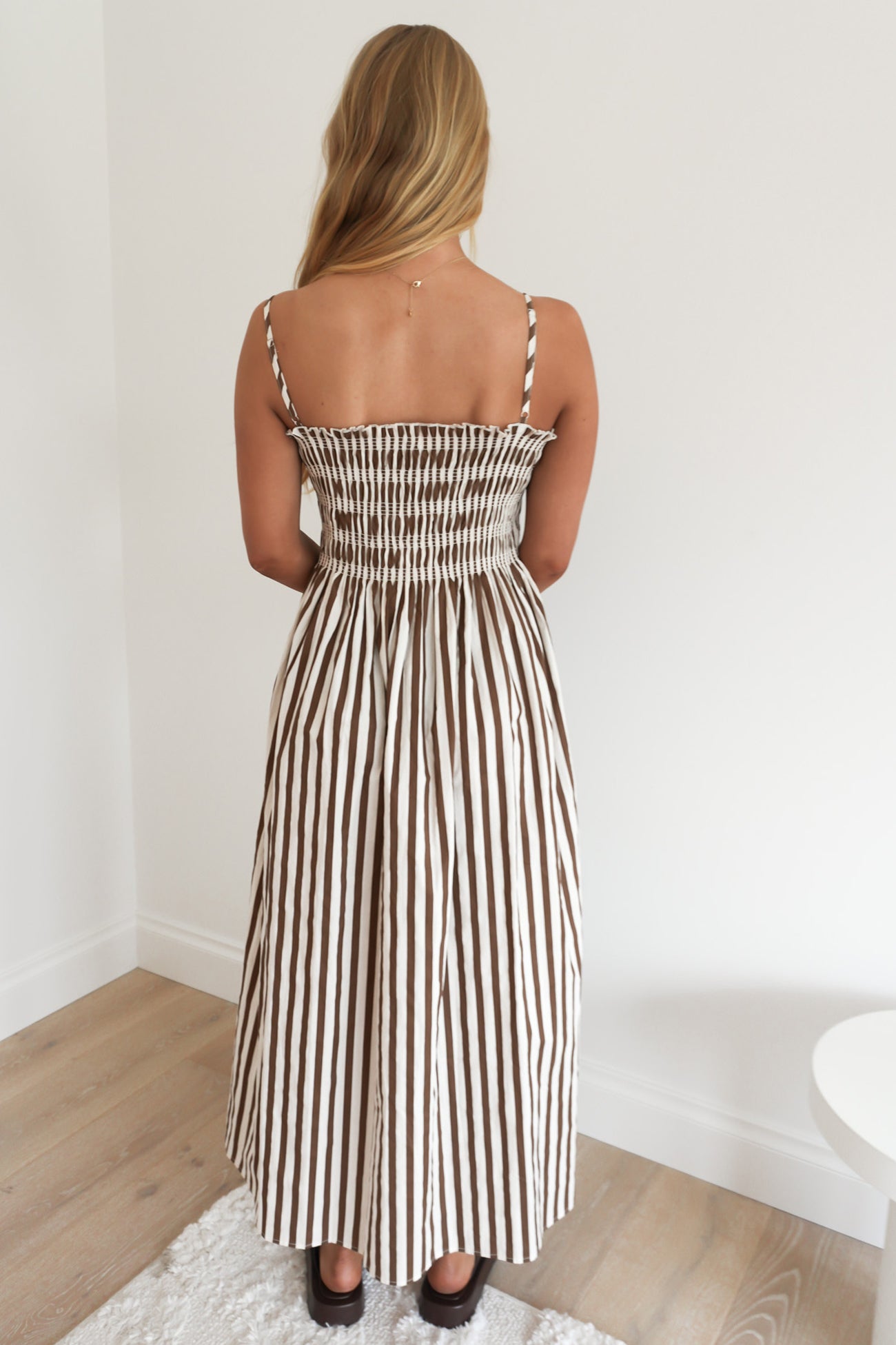Alira Midi Dress Chocolate Stripe