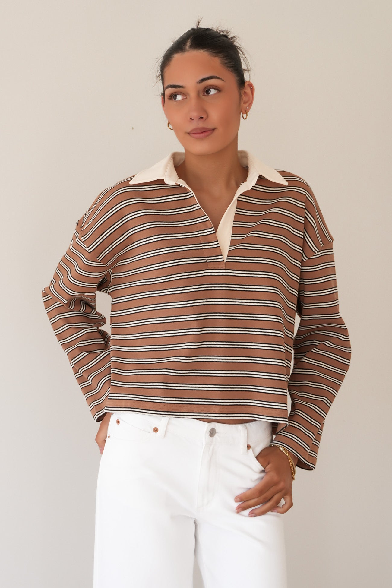 Alisa Rugby Tee Toffee Stripe