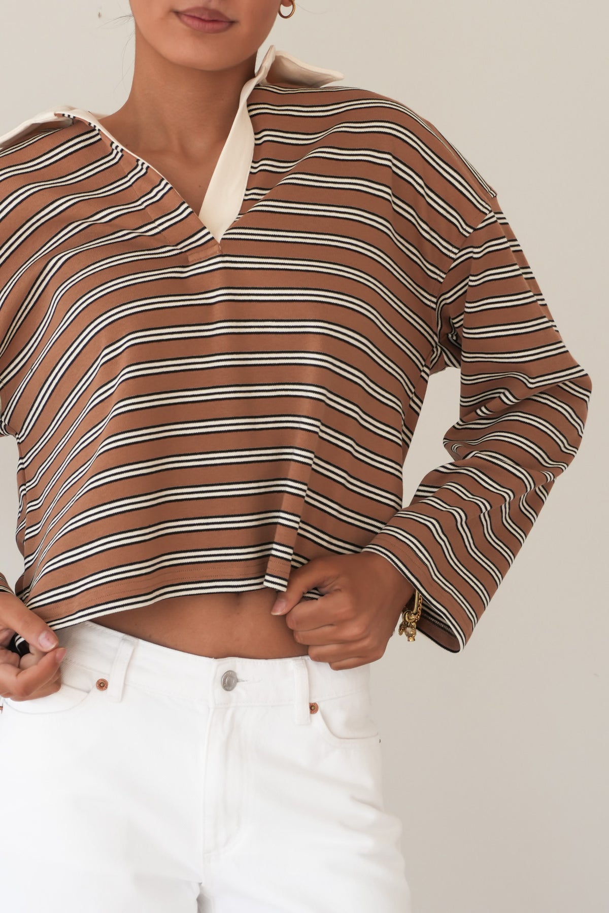 Alisa Rugby Tee Toffee Stripe