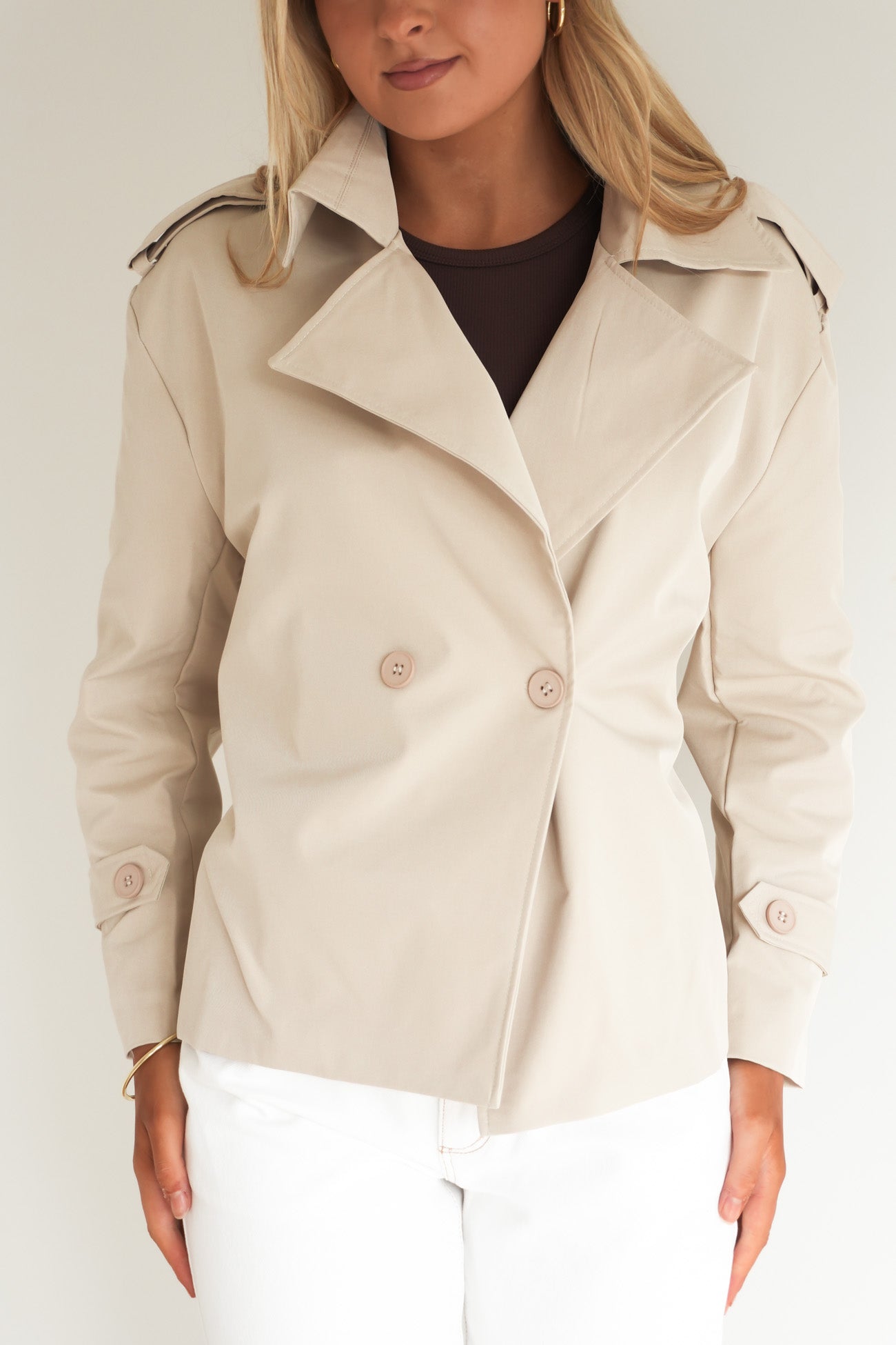 Alysia Crop Trench Beige