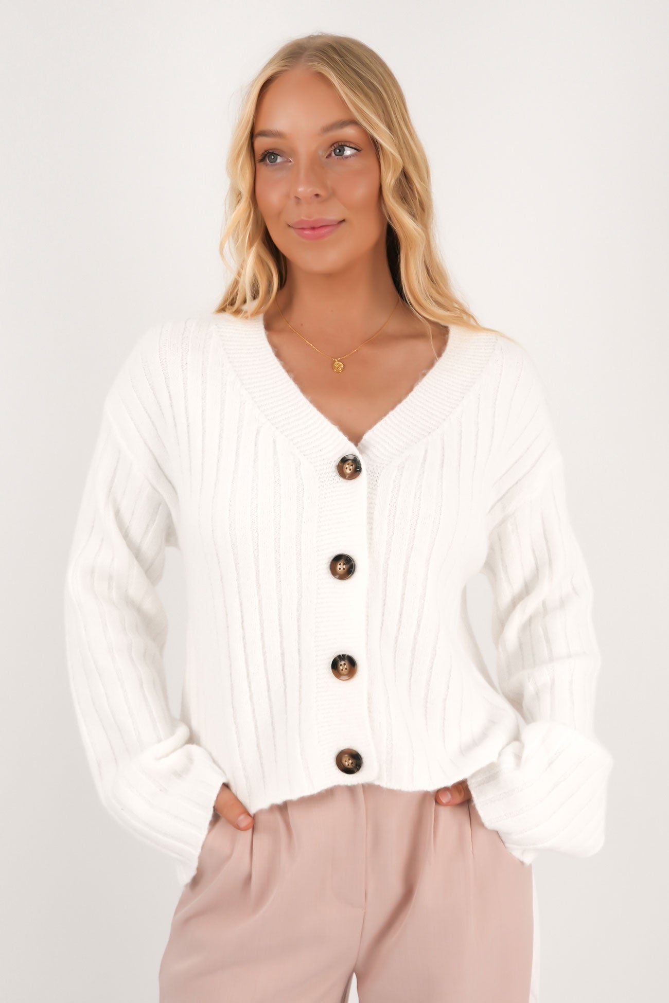 Amber Cardigan White