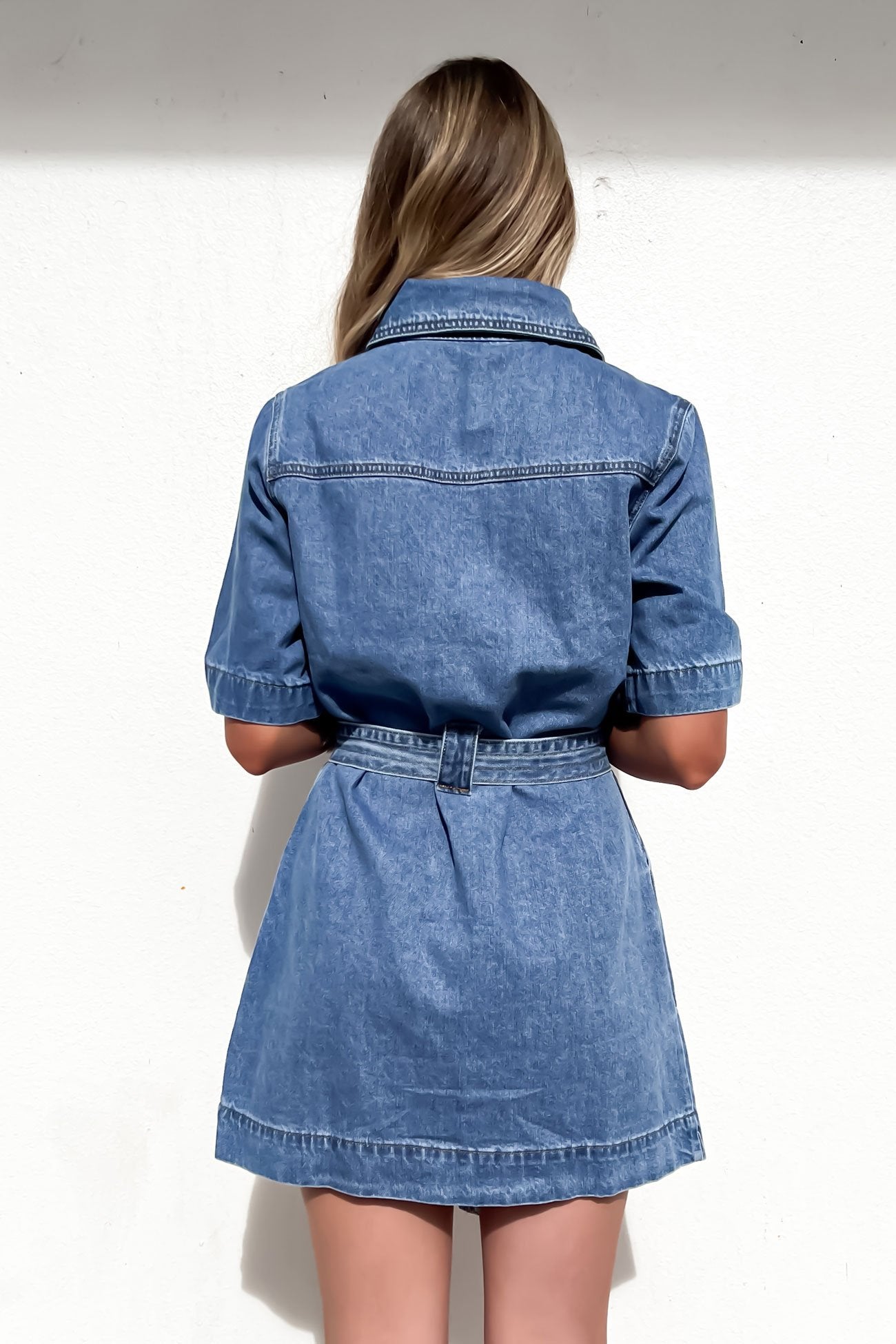 Amory Denim Mini Dress Mid Blue