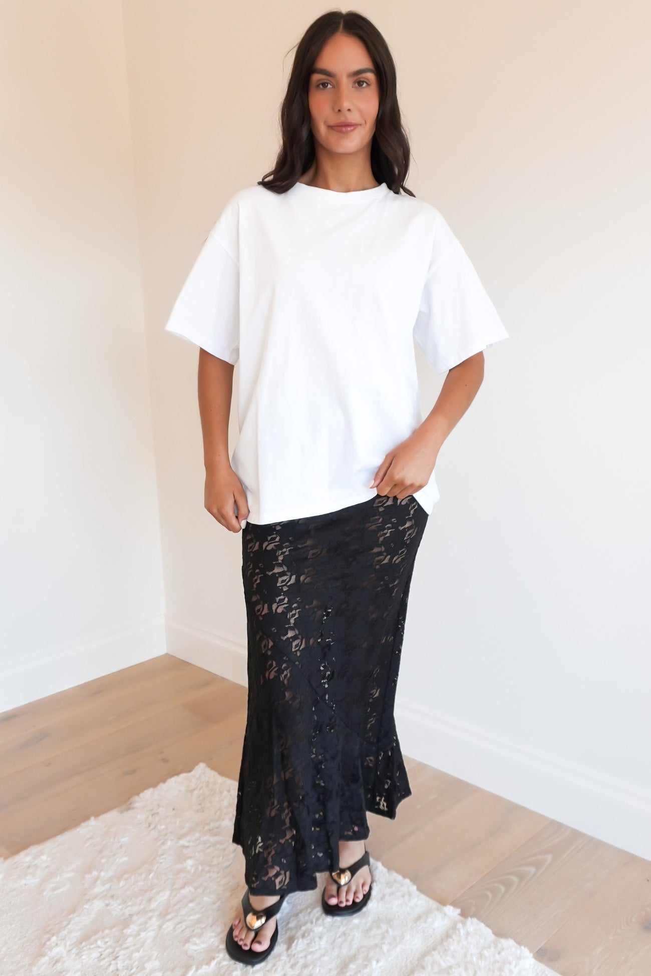 Anella Lace Maxi Skirt Black