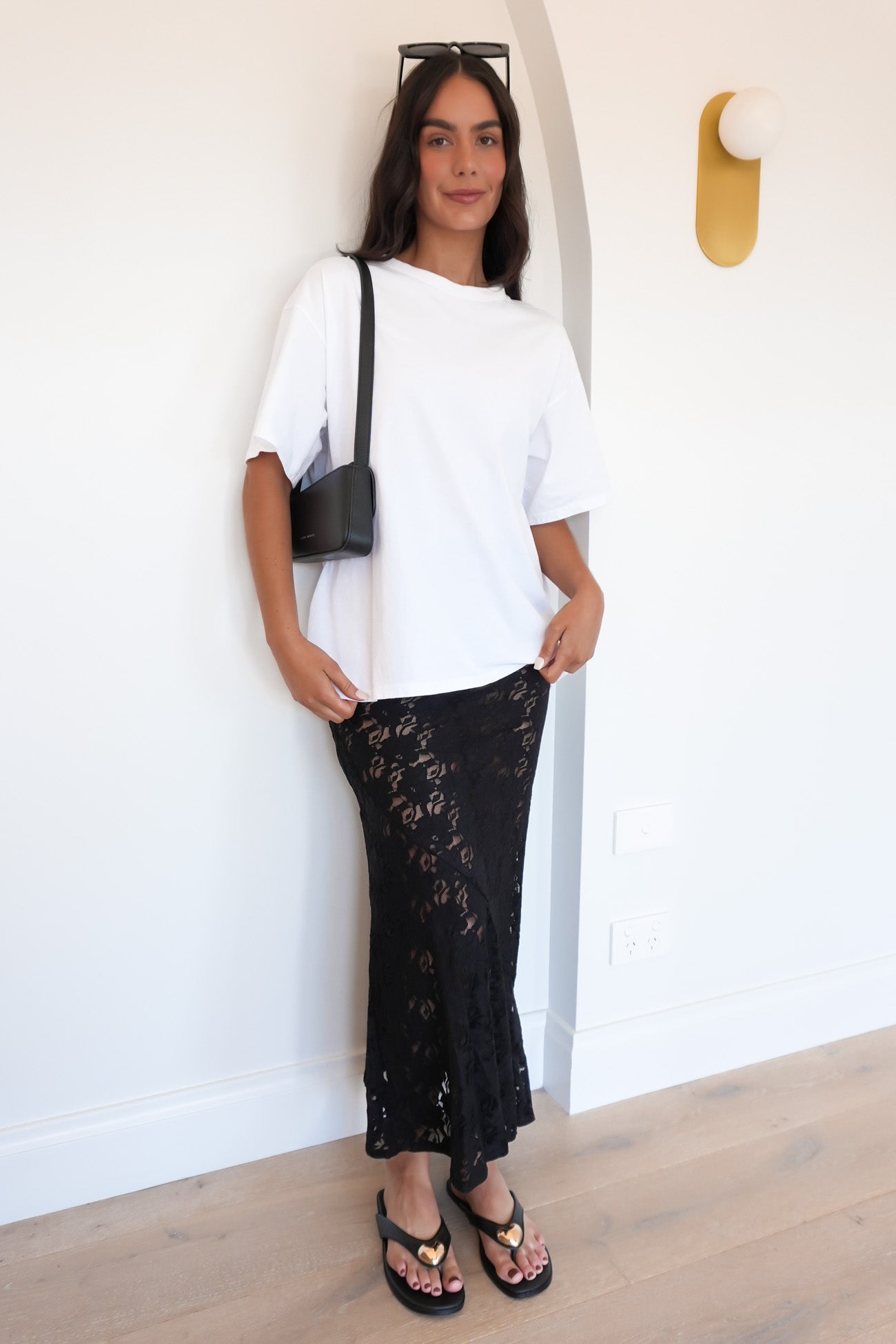 Anella Lace Maxi Skirt Black
