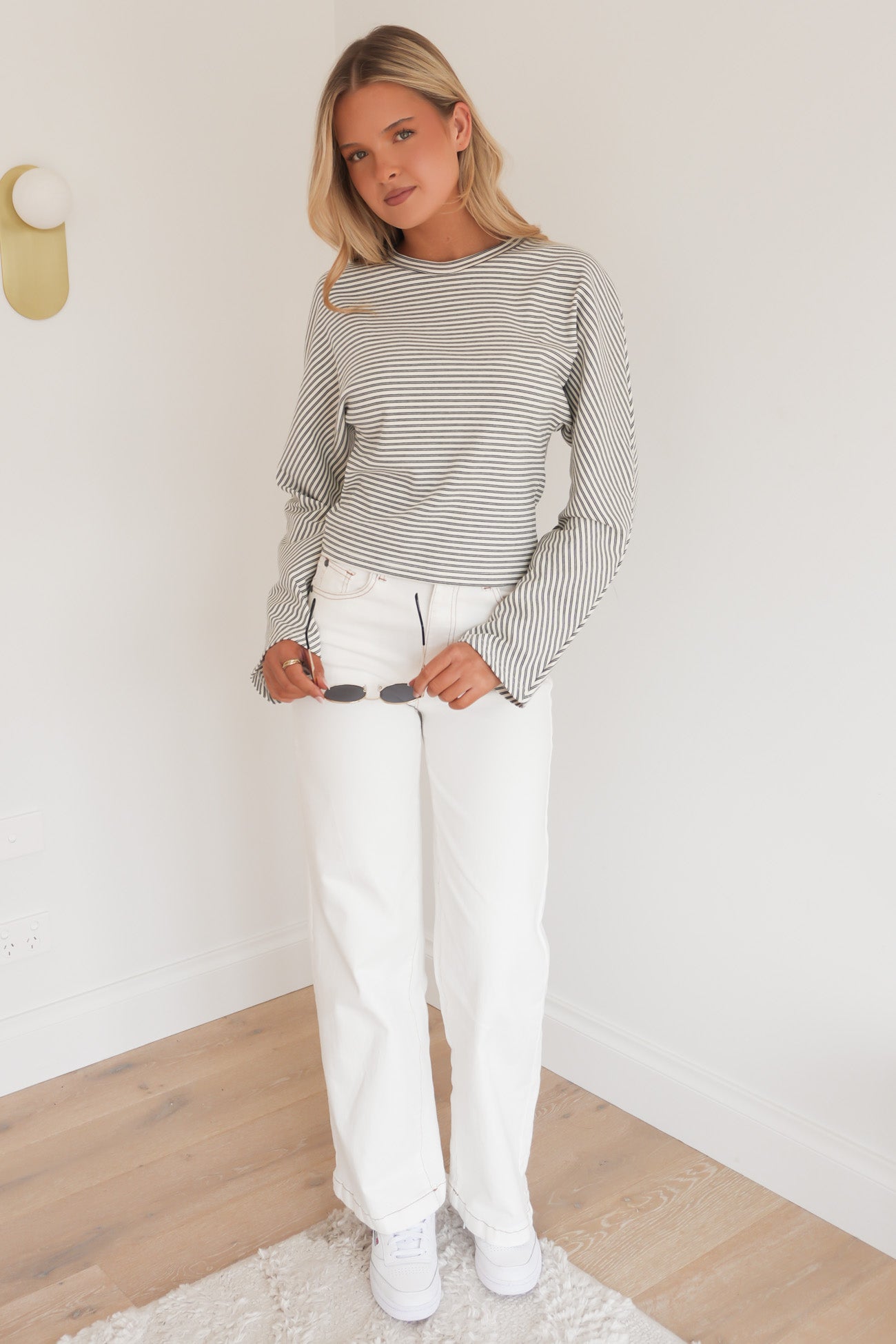 Anika Stripe Long Sleeve Tee Black