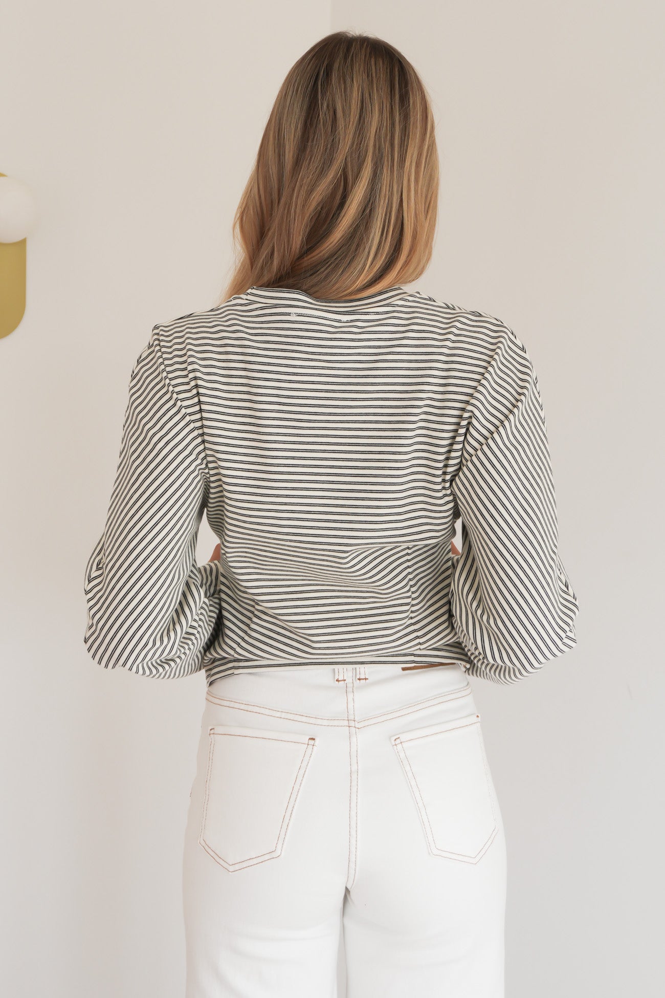 Anika Stripe Long Sleeve Tee Black