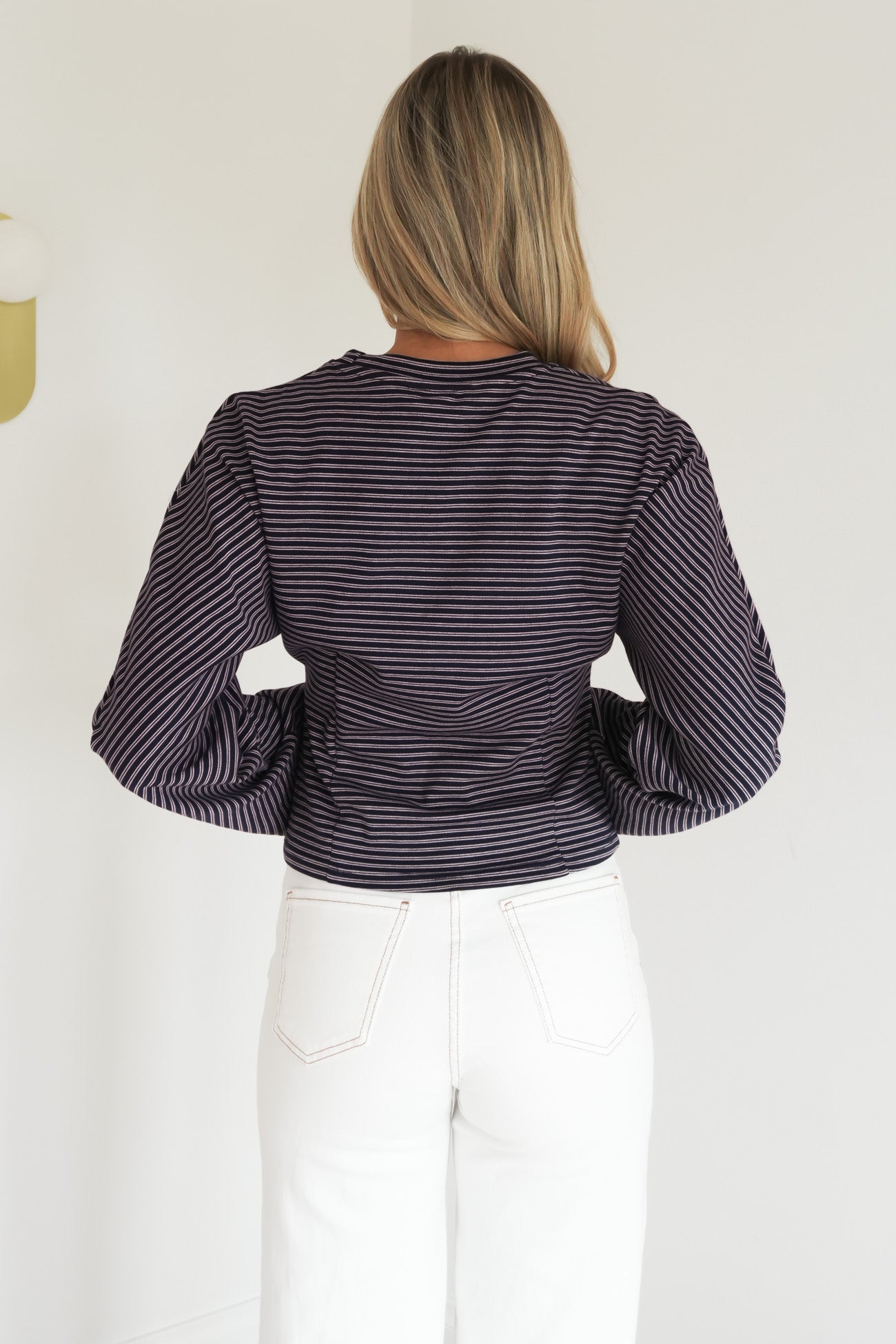 Anika Stripe Long Sleeve Tee Navy