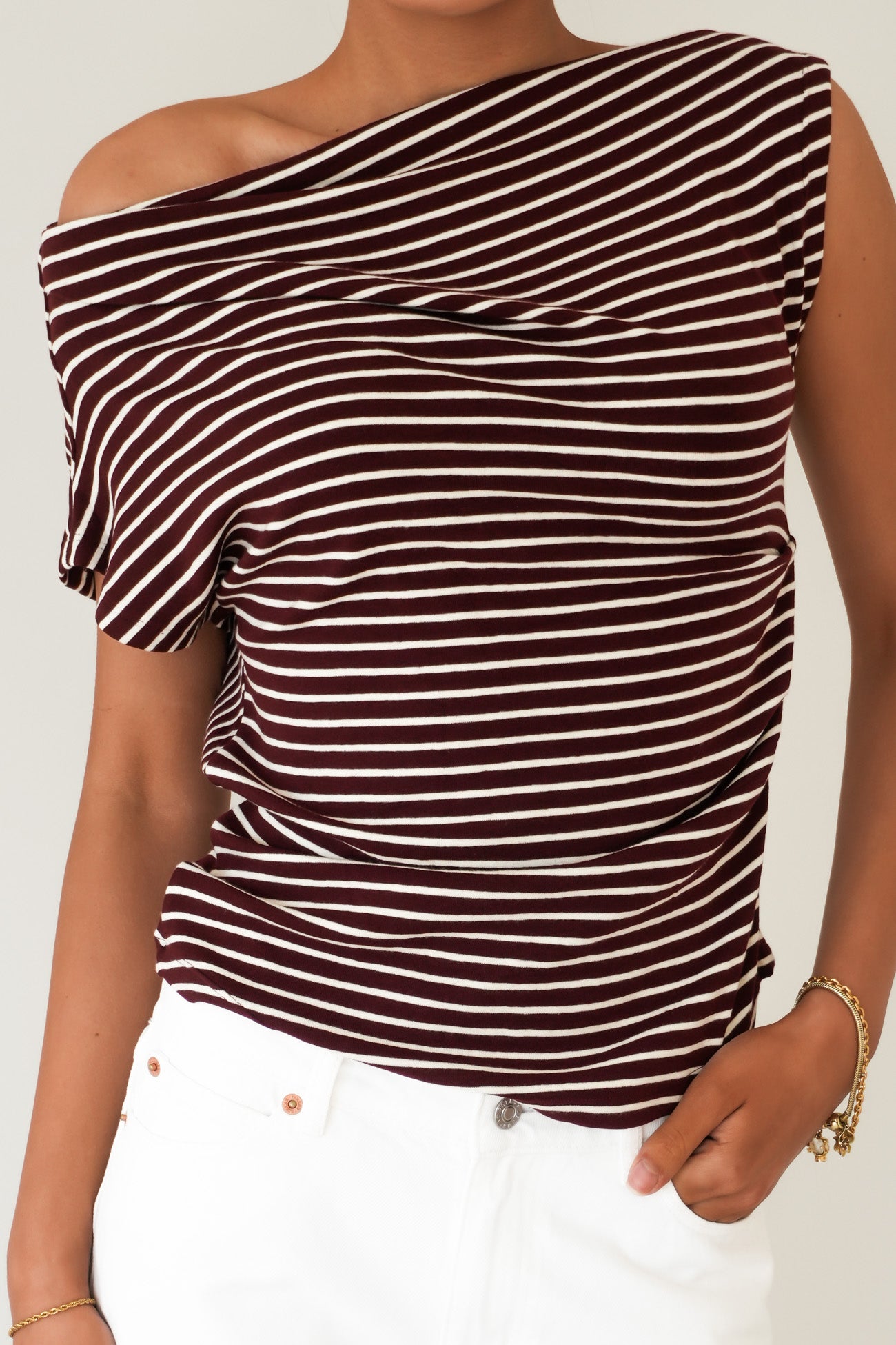 Anne Top Chocolate Stripe