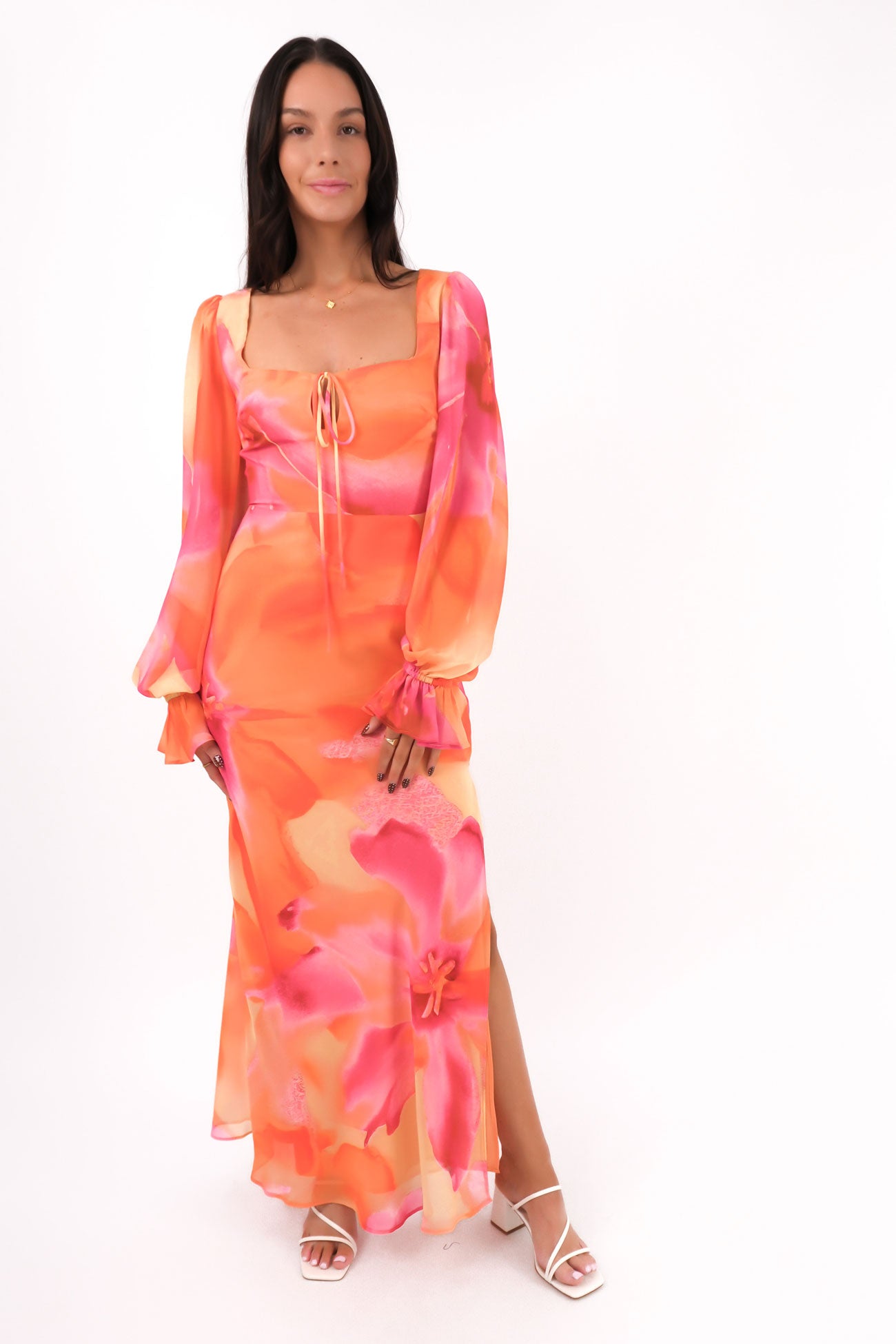 Ariella Maxi Dress Orange Bloom f10