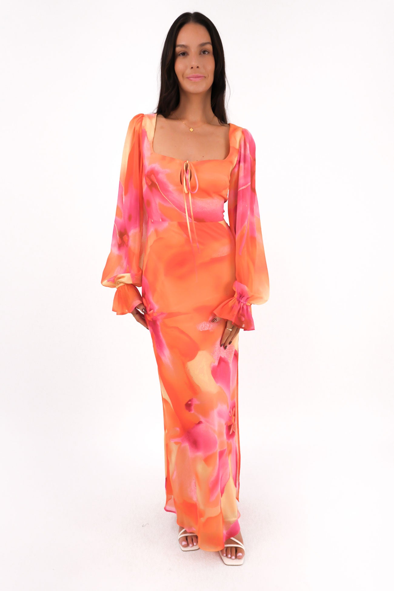 Ariella Maxi Dress Orange Bloom f11