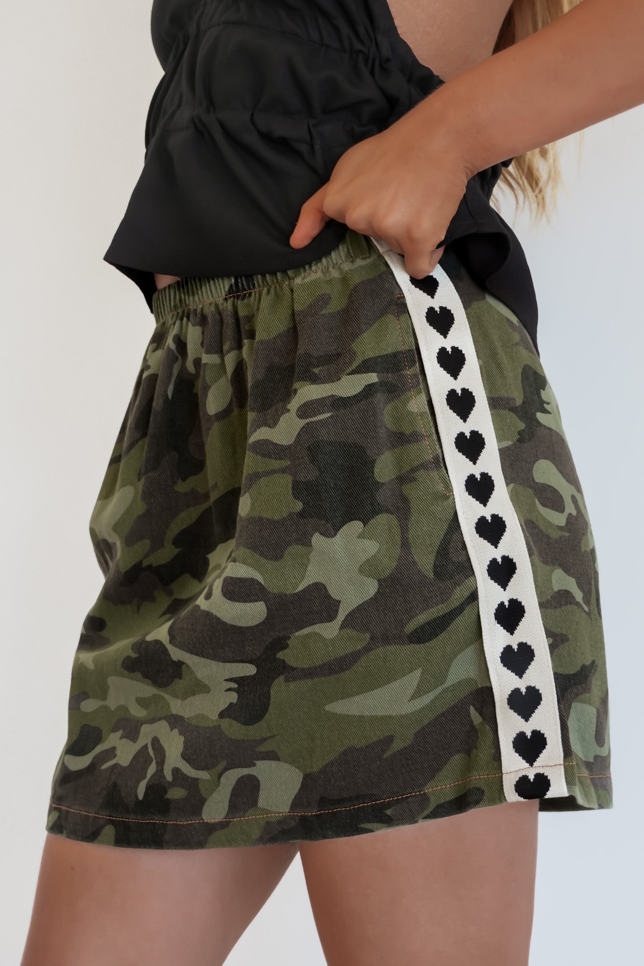 Ariya Denim Mini Skirt Camo Black