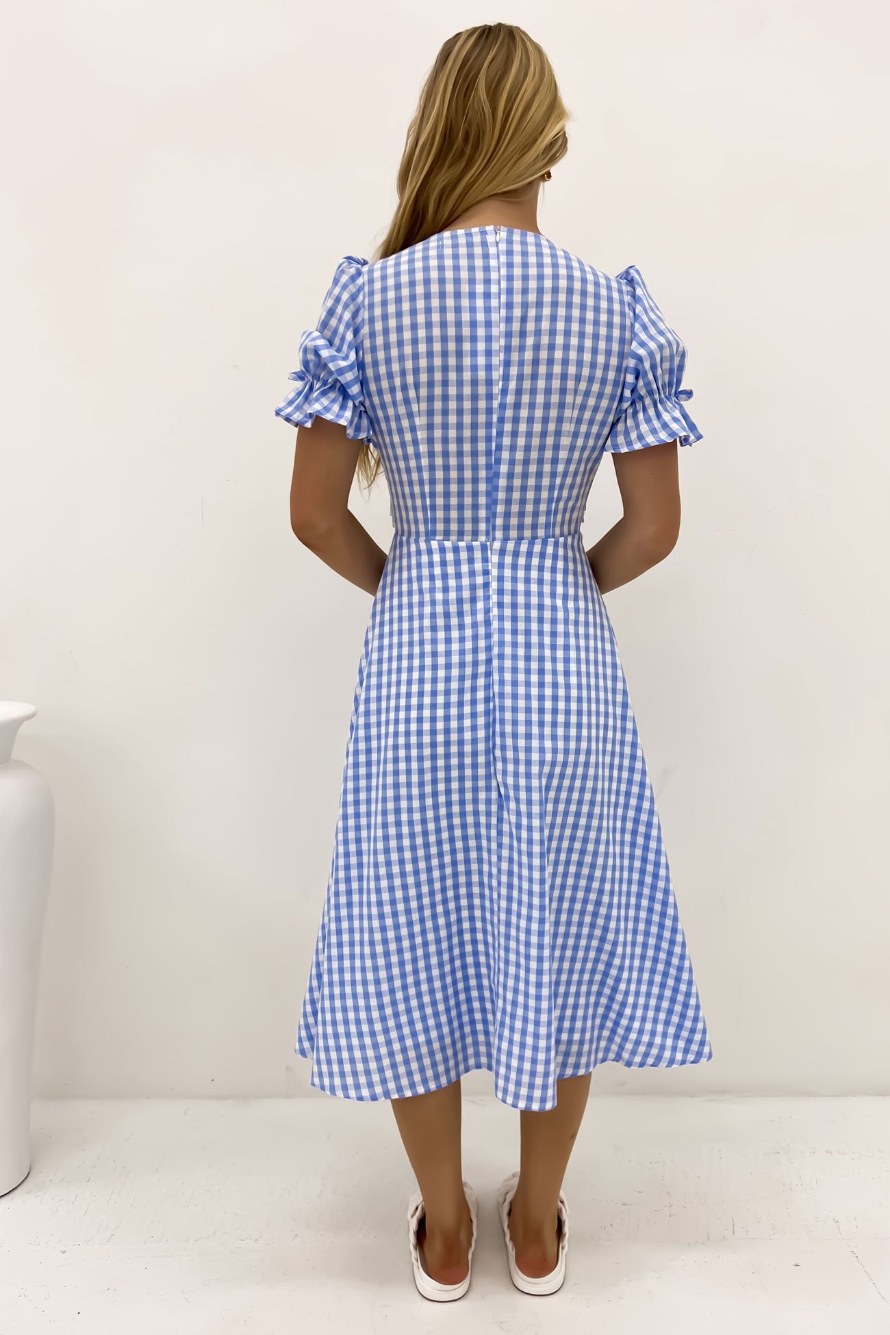 Aspyn Midi Dress Blue Gingham