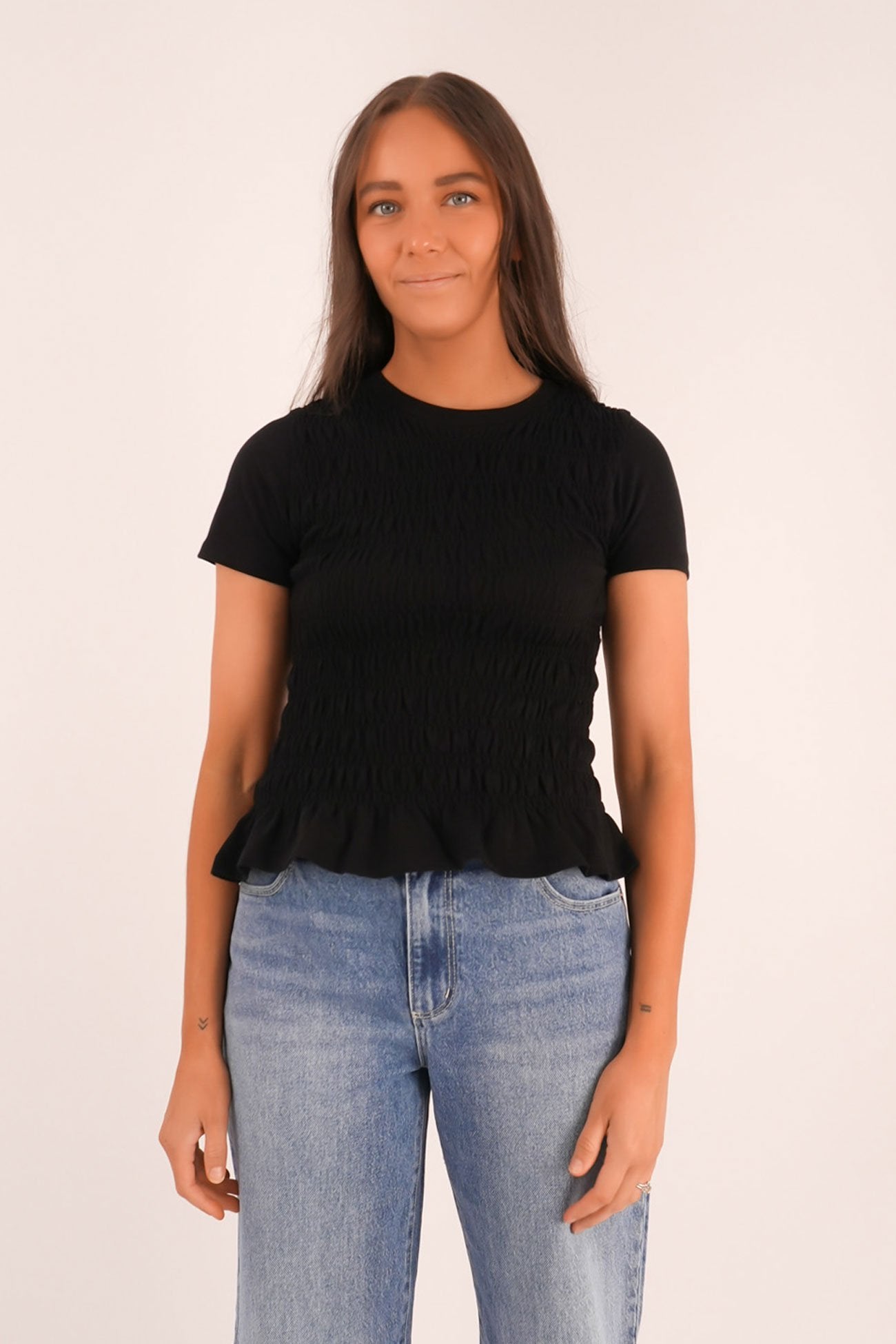 Astor Rouched Tee Black