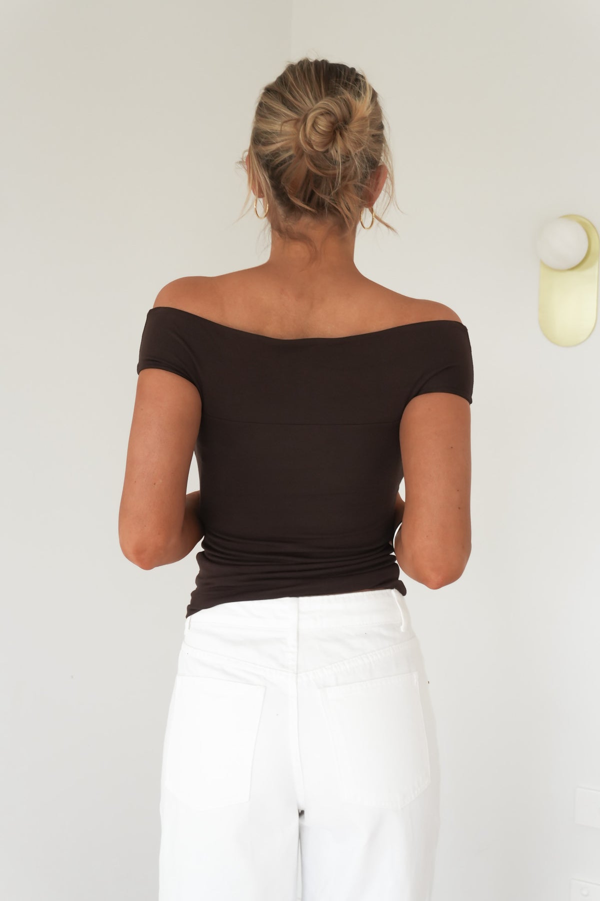 Atlas Off Shoulder Top Chocolate