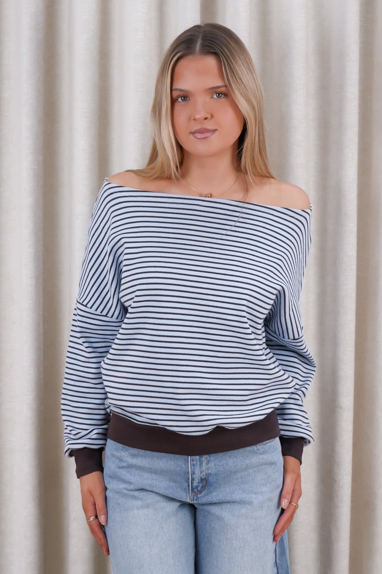 Avenue Jumper Blue Chocolate Stripe