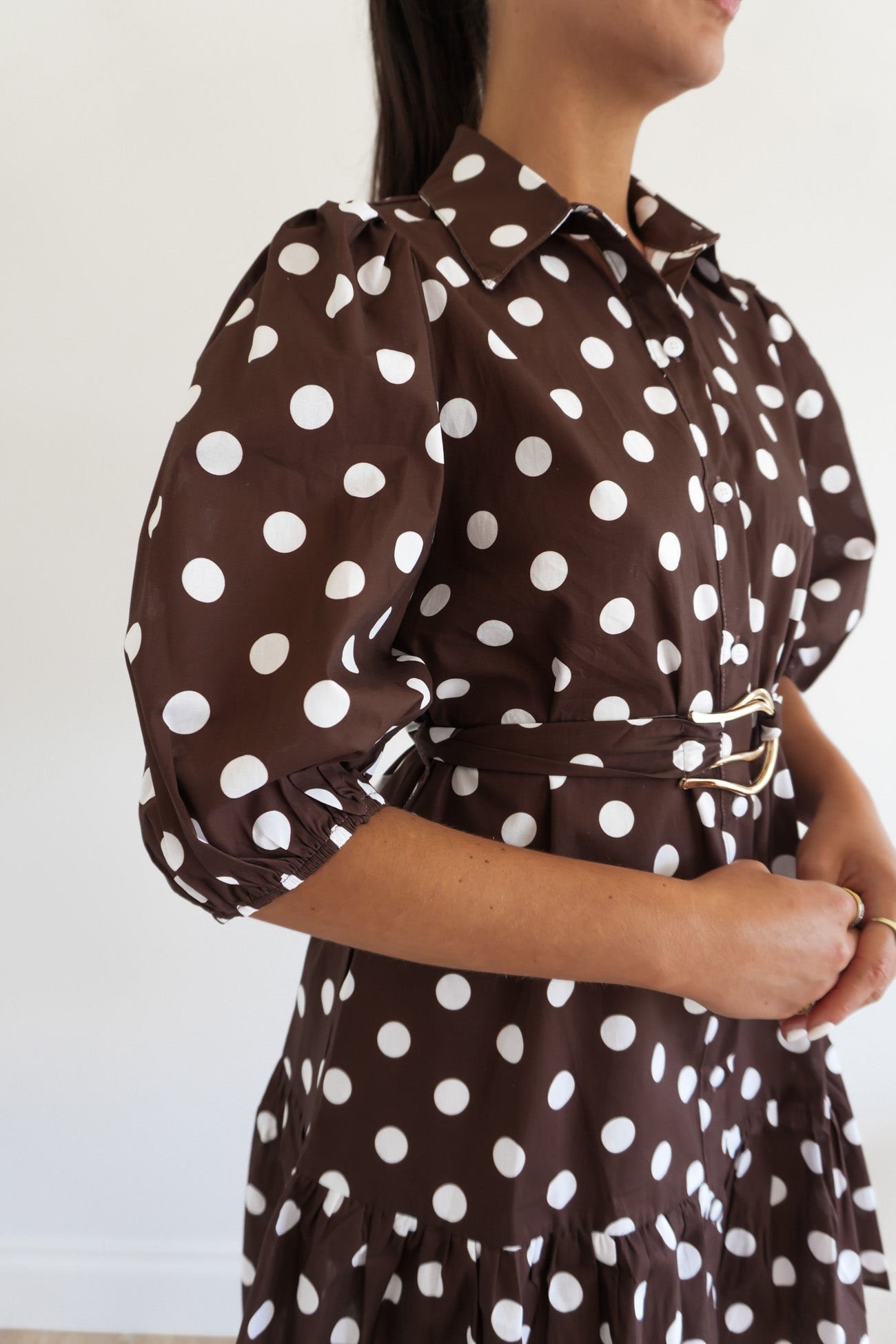 Ayden Mini Dress Chocolate Polka Dot