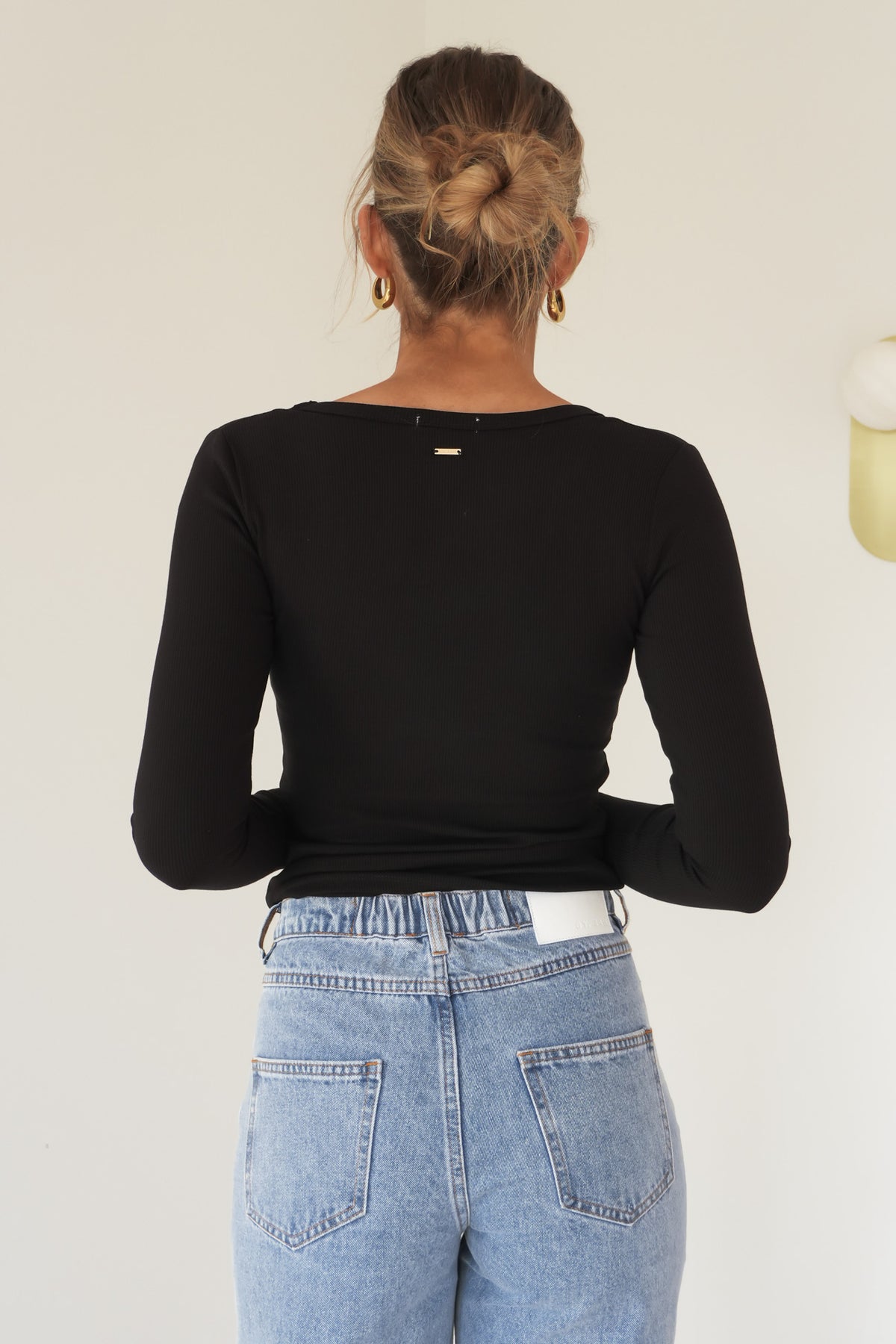 BZ Luxe Rib Long Sleeve Top Black