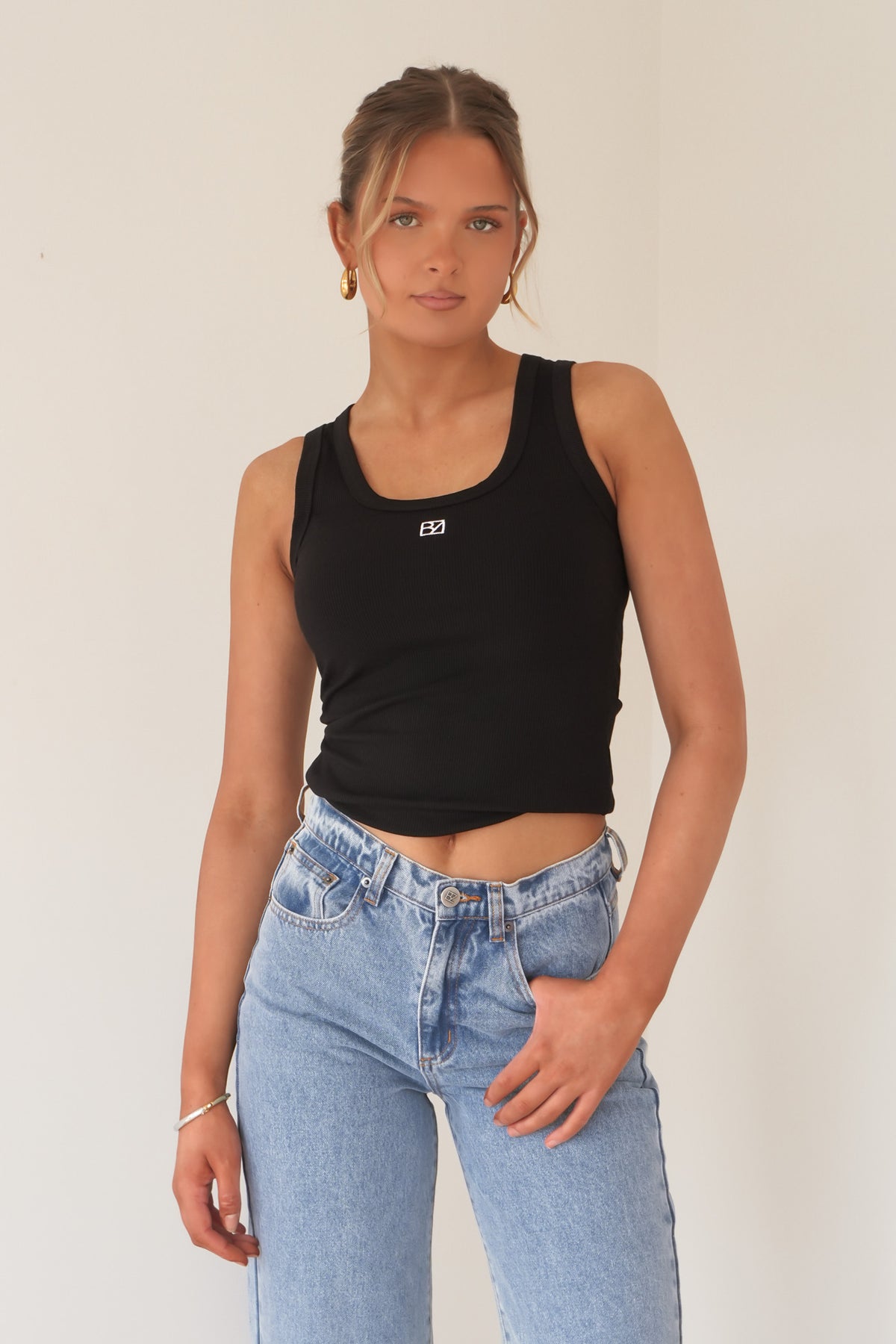 BZ Luxe Rib Tank Black