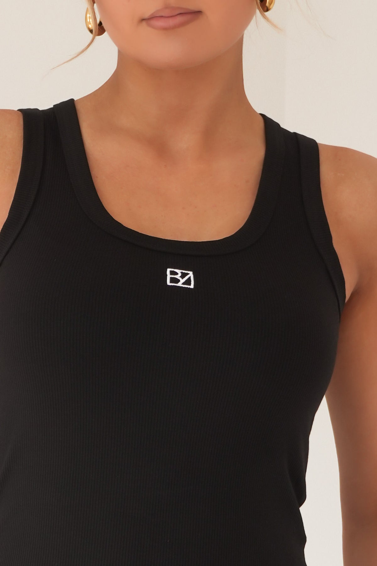 BZ Luxe Rib Tank Black