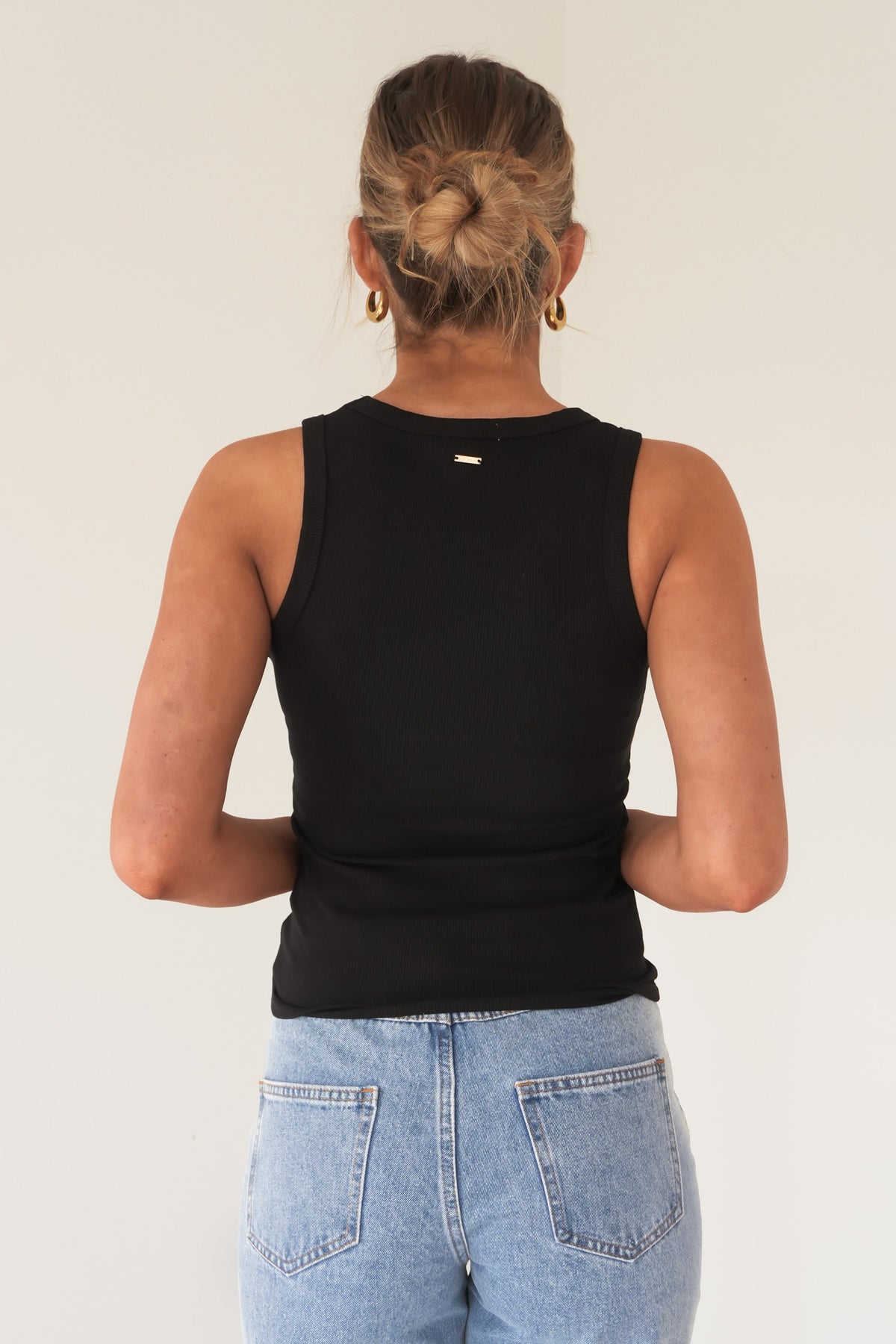 BZ Luxe Rib Tank Black