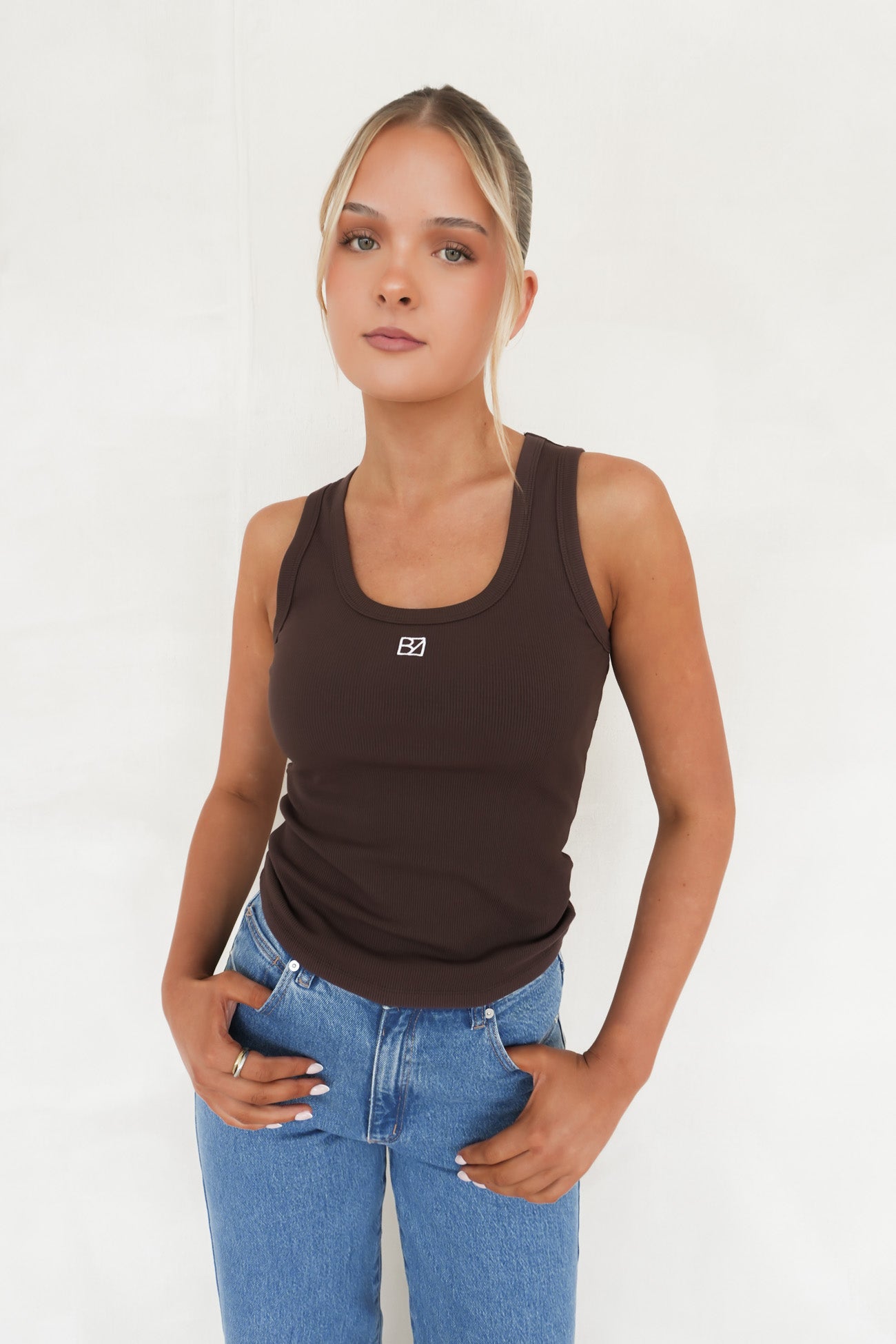 BZ Luxe Rib Tank Chocolate
