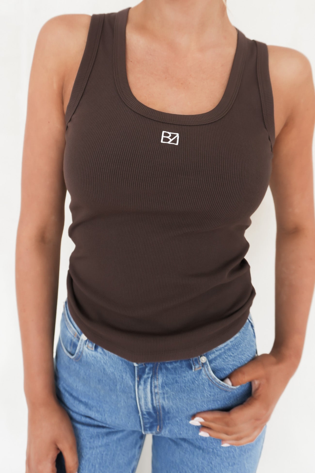 BZ Luxe Rib Tank Chocolate